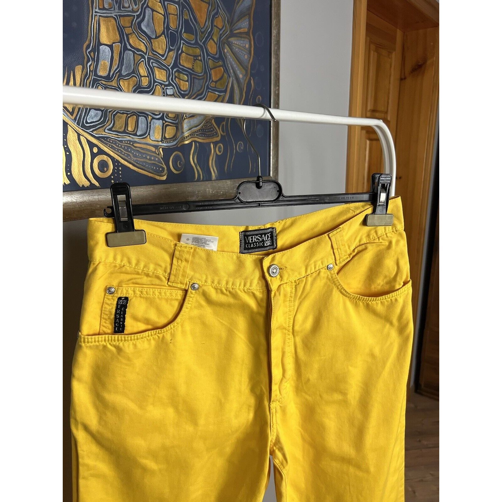 Versace RARE! Versace V2 Classic Men`s Yellow Denim Straight Pants S Size US 33 - 7 Thumbnail