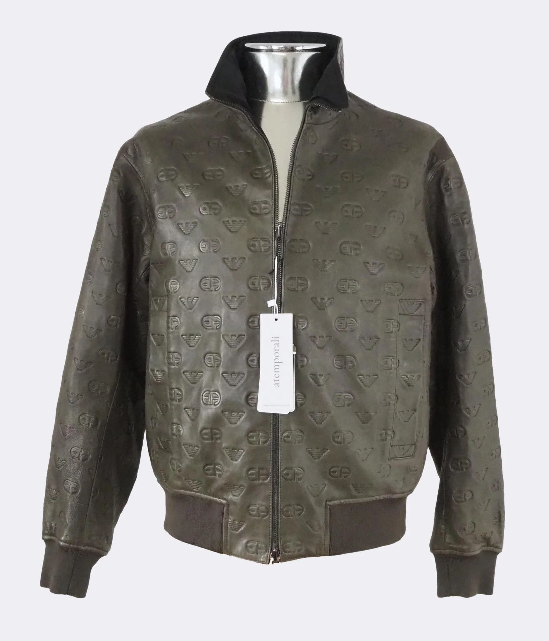 Emporio Armani Reversible Logo Embossed Lambskin Nappa Leather BomberJacket Size US M / EU 48-50 / 2 - 1 Thumbnail