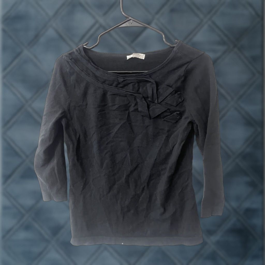 Vintage New York & Company Shirt Women's M Black 3/4 Sleeve Boat Neck Top Size M / US 6-8 / IT 42-44 - 1 Thumbnail