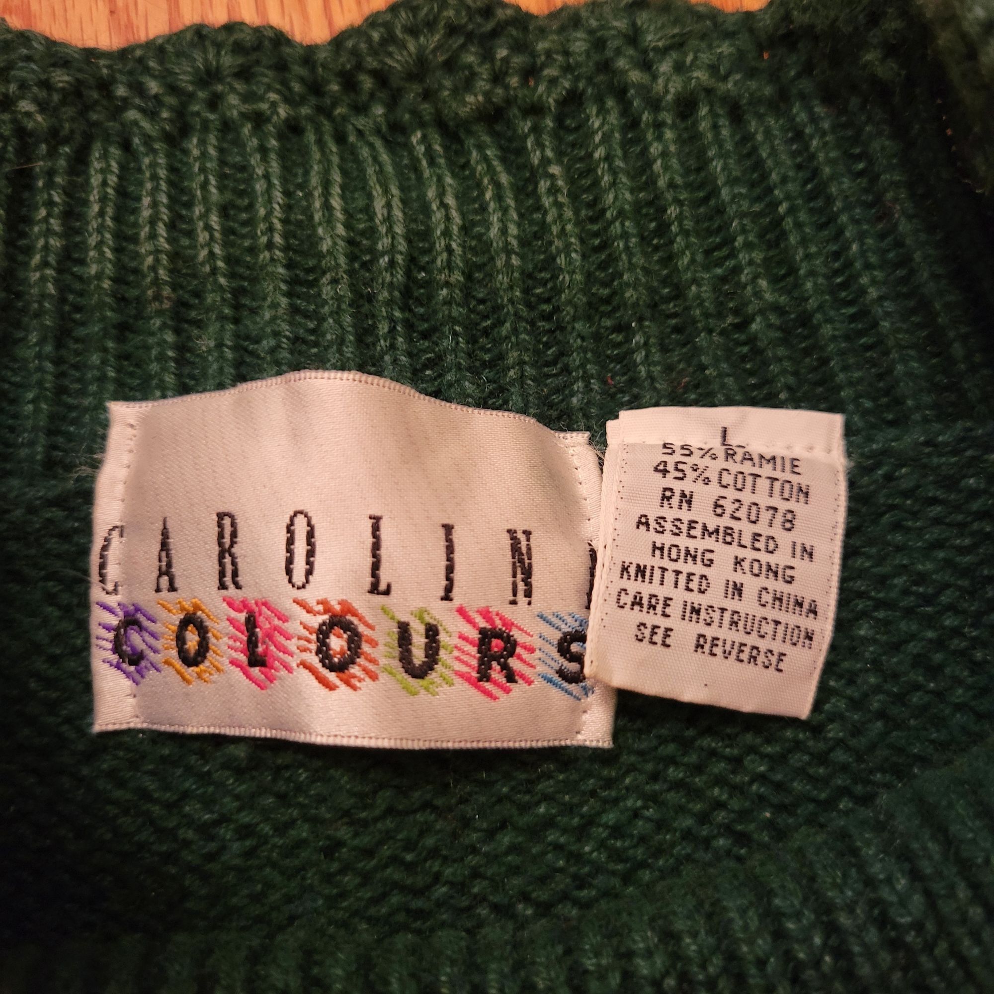 Vintage Vintage Carolina Colours Green Sweater Floral Crochet Patchw Size L / US 10 / IT 46 - 2 Thumbnail