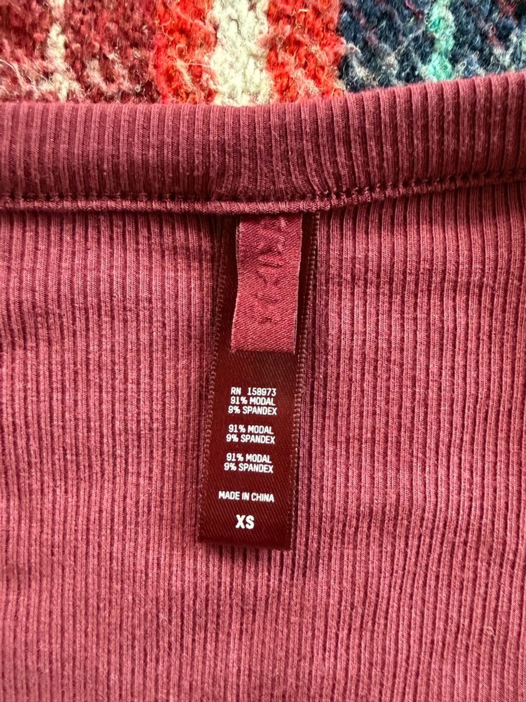 SKIMS Women's SKIMS Burgundy Ribbed Long Sleeve Top XS Size XS / US 0-2 / IT 36-38 - 4 Thumbnail