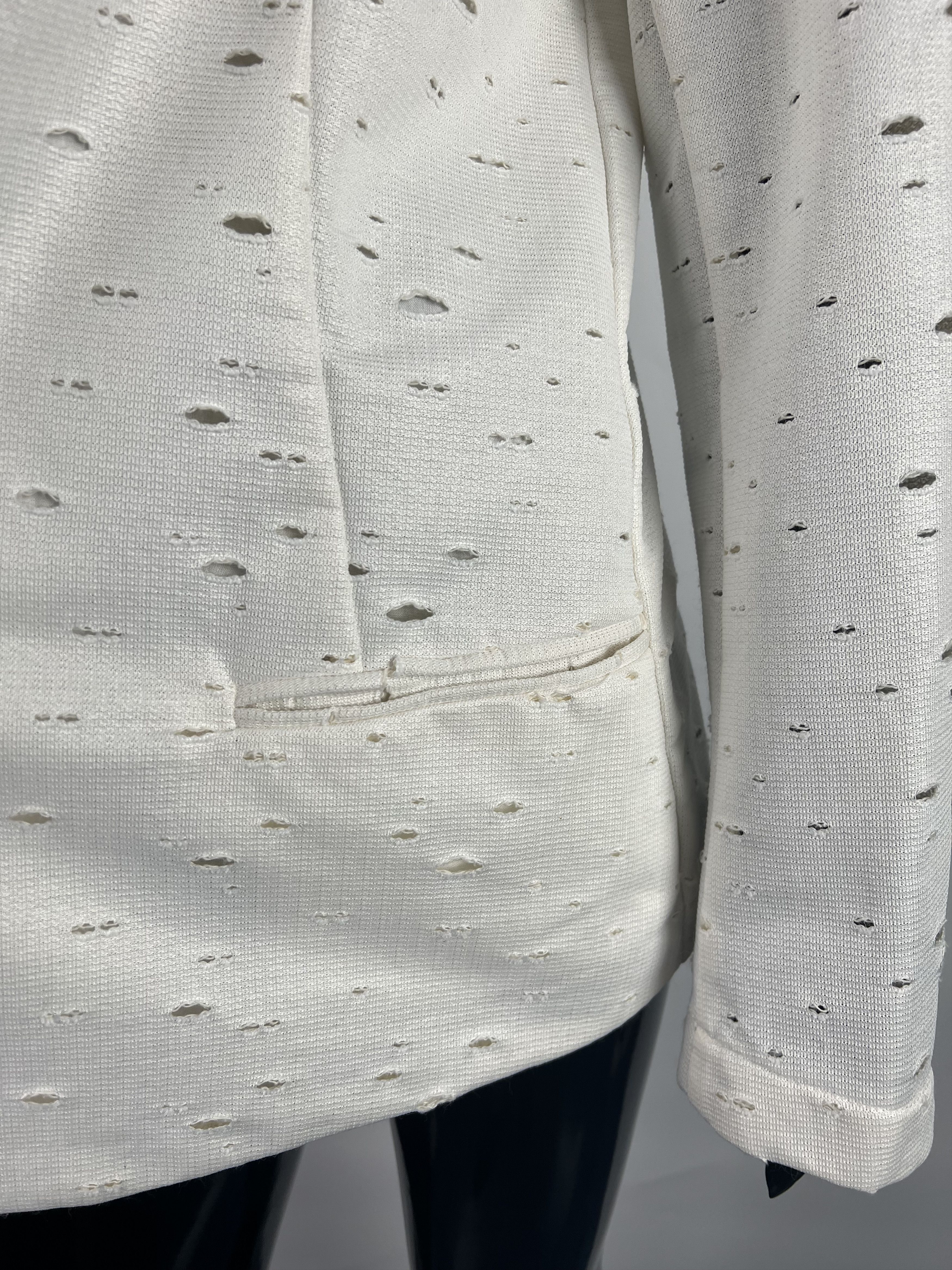 Other 8PM White Distressed Blazer Jacket Size L / US 10 / IT 46 - 8 Thumbnail