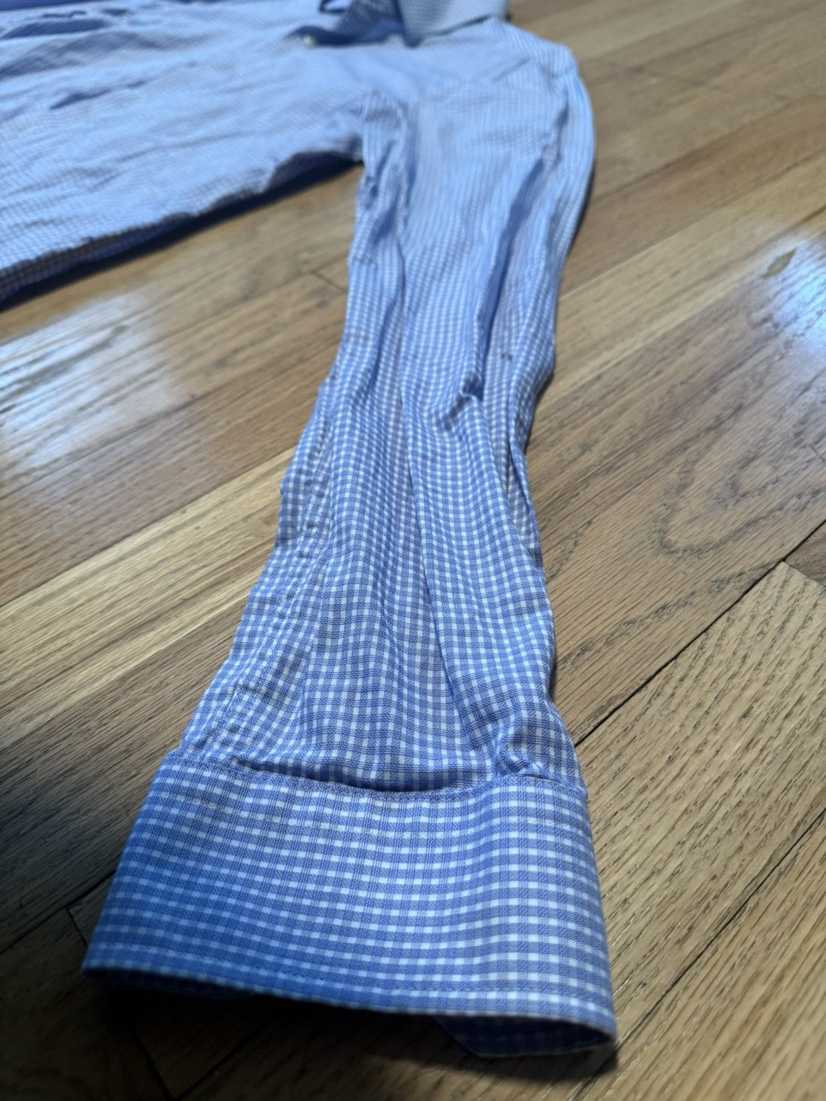 Saks Fifth Avenue SAKS FIFTH AVENUE Long Sleeve Dress Shirt BLUE WHITE CHECK Size US M / EU 48-50 / 2 - 4 Thumbnail