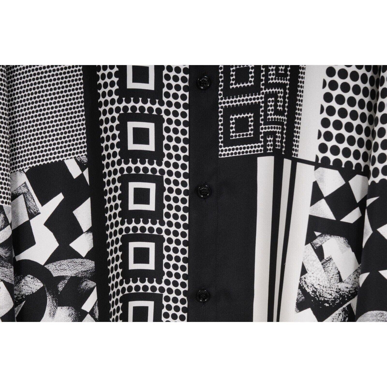 Versace Black White Silk Medusa Print Button Down Shirt Size US M / EU 48-50 / 2 - 6 Thumbnail