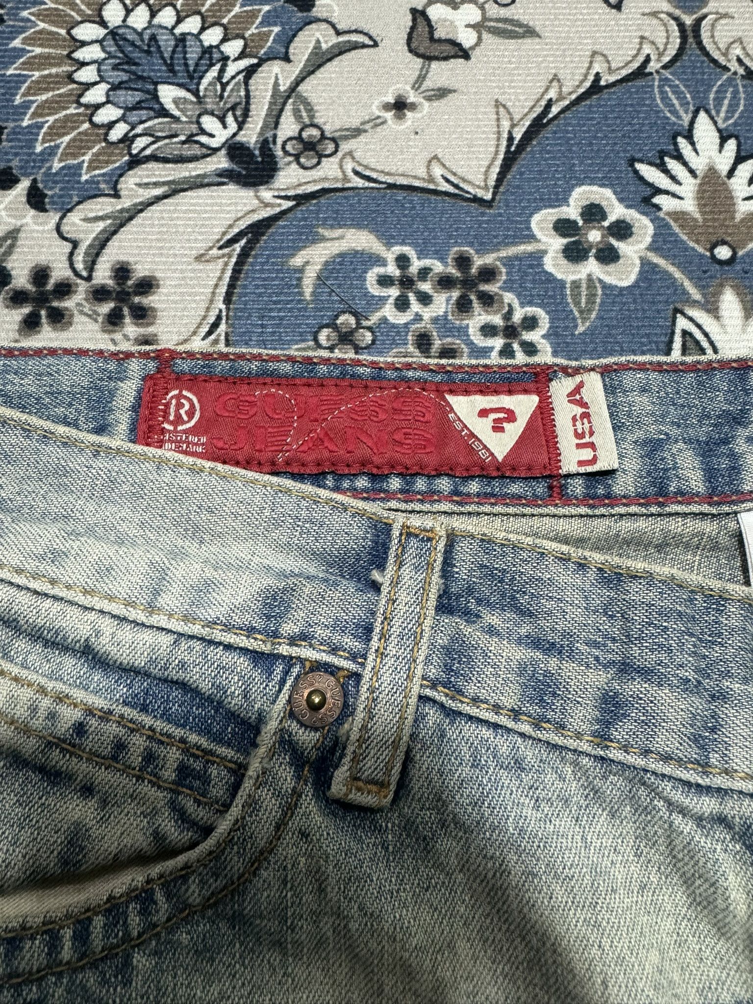 Guess × Vintage Vintage Flare Guess Hagi Pants America Flag Jeans Size 32" / US 10 / IT 46 - 10 Thumbnail