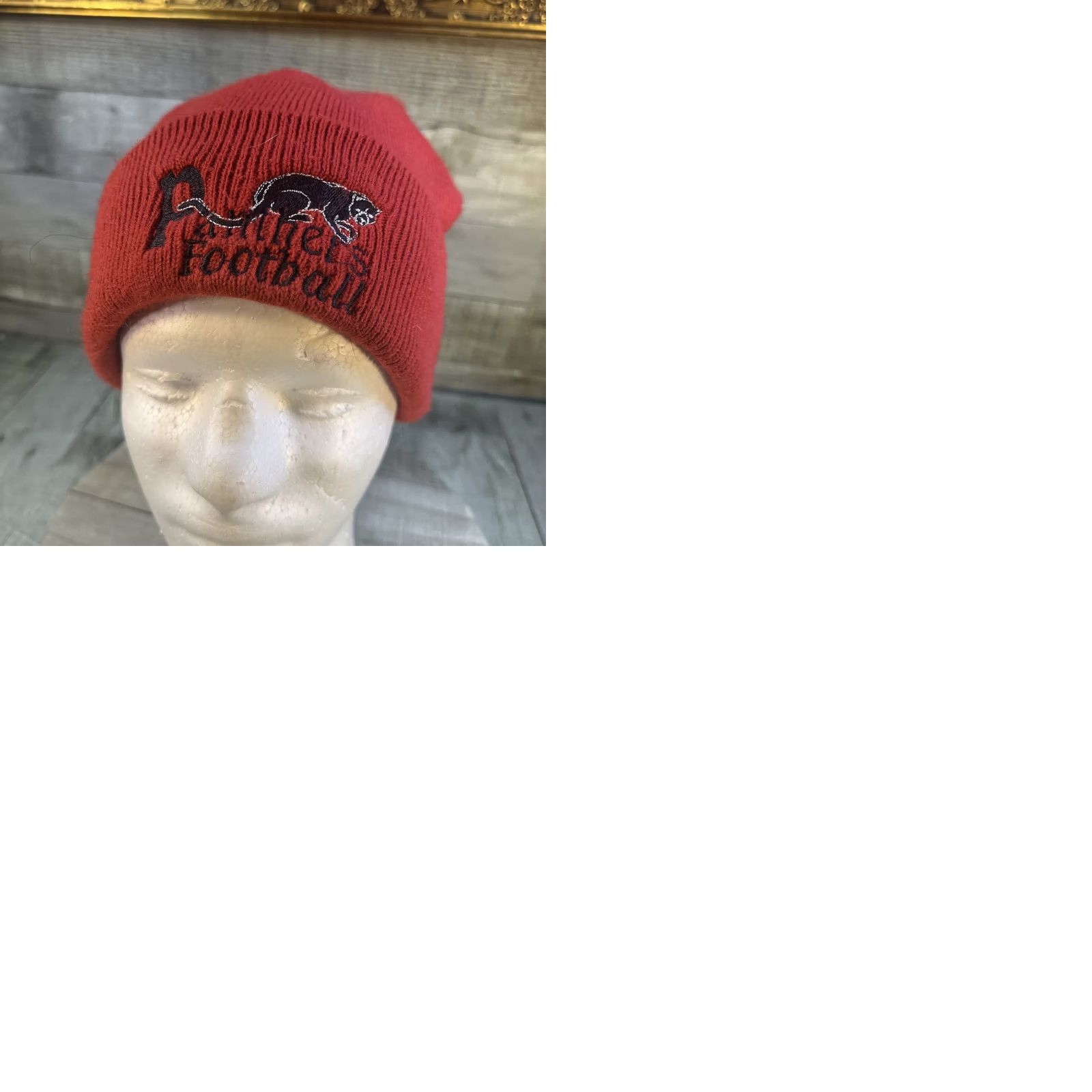 Logo 7 VINTAGE Panthers Football Beanie Red Knit Hat Embroidered Panther Logo Adult Unisex Size US 35 - 9 Thumbnail