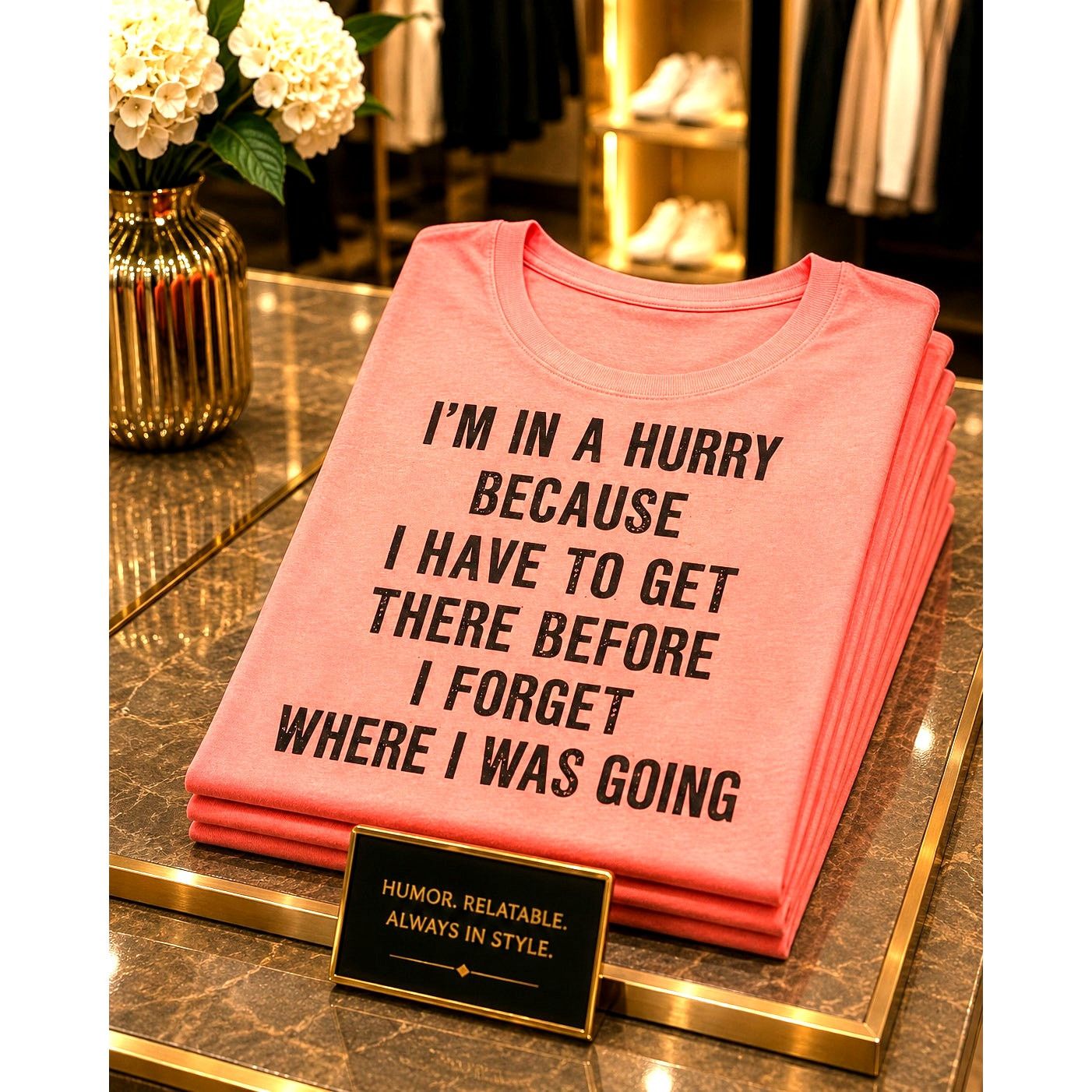 Other I'm In A Hurry Forgetful Funny T-Shirt Coral size 14 Size XL / US 12-14 / IT 48-50 - 1 Thumbnail