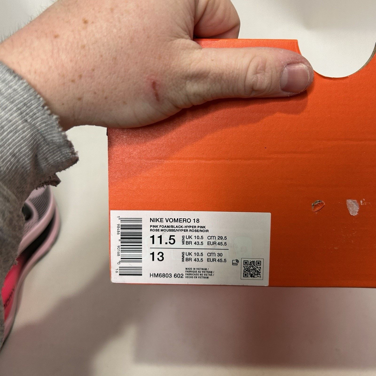 Nike Nike Vomero 18 “Pink Foam Hyper Pink Black” HM6803-602 Size US 11.5 / EU 44-45 - 5 Thumbnail
