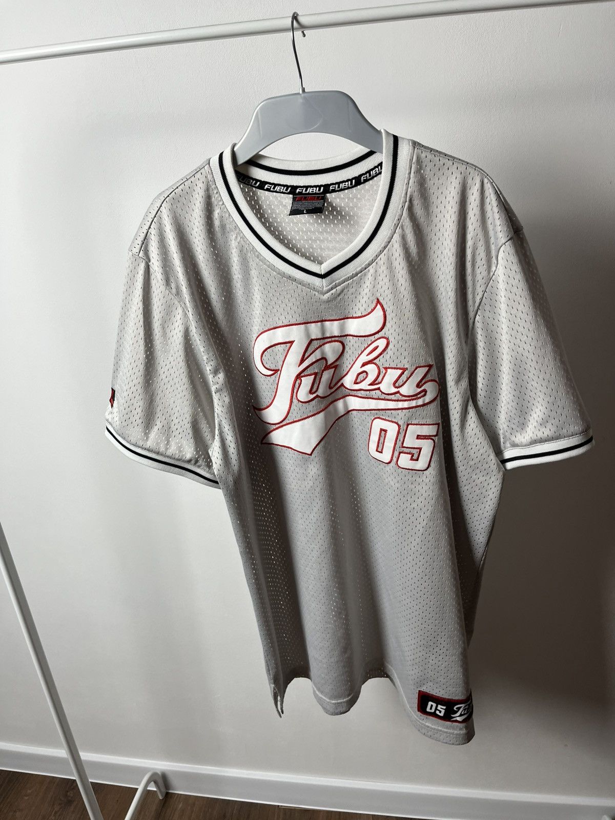 Fubu FUBU 05 Jersey Style Mesh Shirt White Red Hip Hop Y2K Size L Size US L / EU 52-54 / 3 - 8 Thumbnail