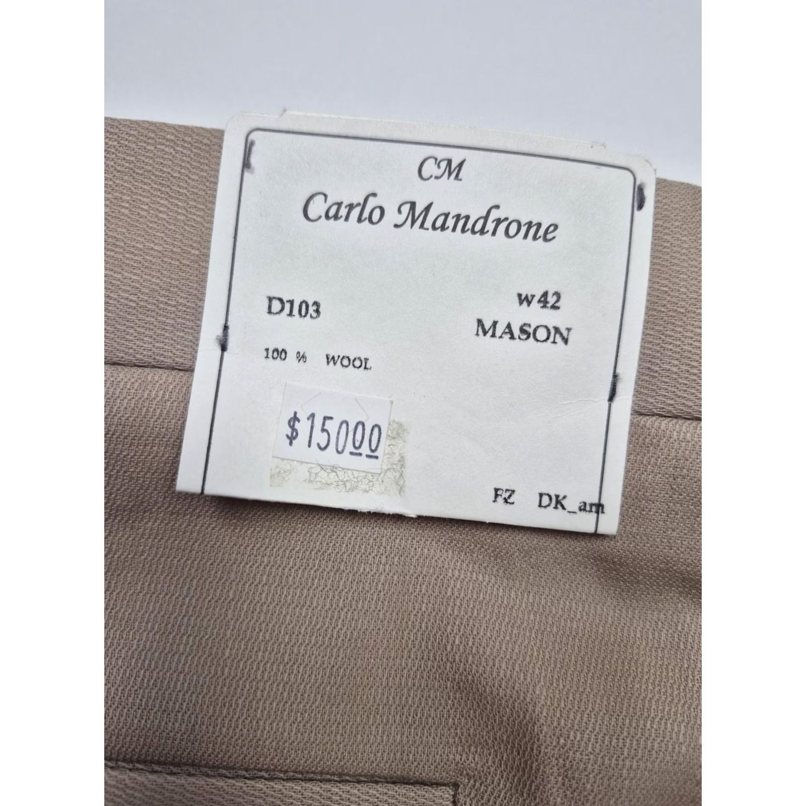 Vintage VTG Carlo Mandrone Dress Pants Mens 42x36 Beige Wool Pleated Super 100s NWT FLAW Size US 42 / EU 58 - 4 Thumbnail