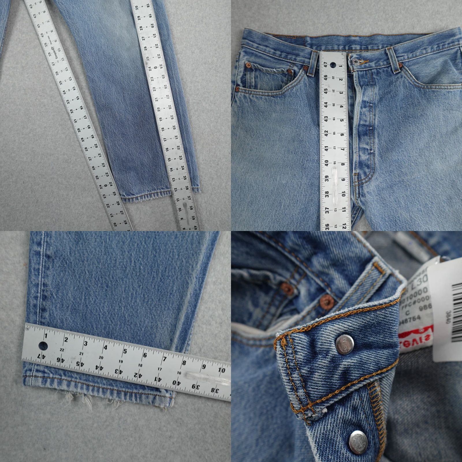 Levi's Levi's 501 Jeans Mens 36 (36X26) Light Blue Straight Vintage Denim Cotton 5-Pocket 501 Series Regular Rise Mid Jeans Mens Size US 36 / EU 52 - 8 Thumbnail