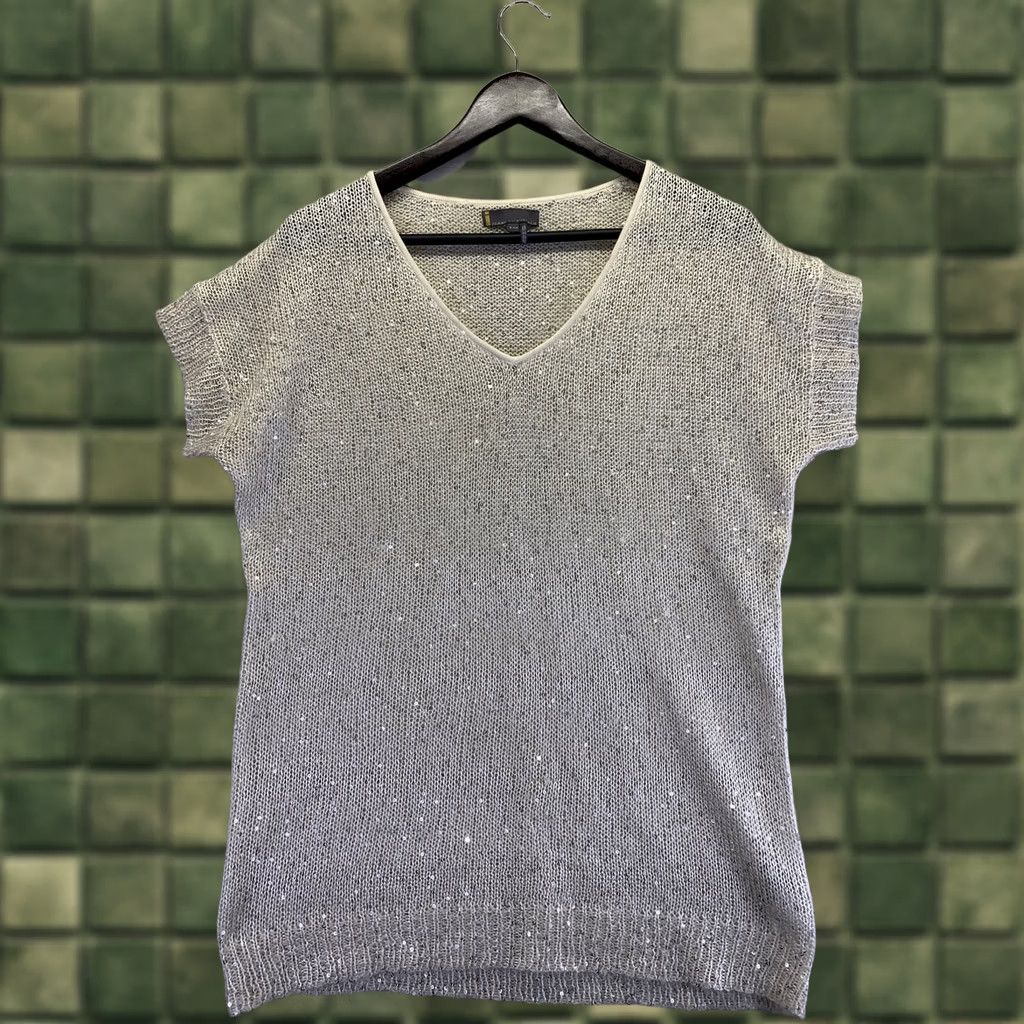 Vintage VINTAGE Jeans By Buffalo Mohair Blend Open Knit Sequined Short Sleeve Womens Top S Ivory Mohair Blouse Sequin V-Neck Modern? Size S / US 4 / IT 40 - 1 Thumbnail
