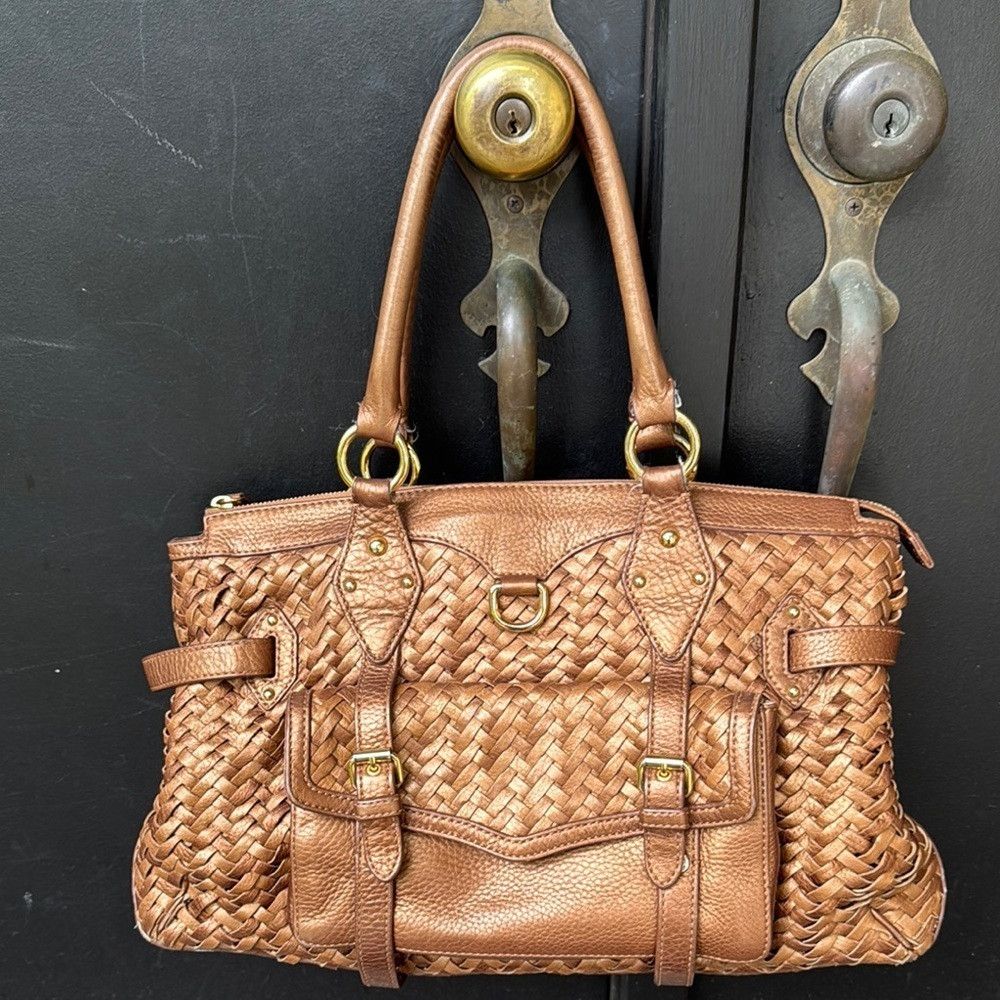 Cole Haan Village Weave leather shades of bronze large shou