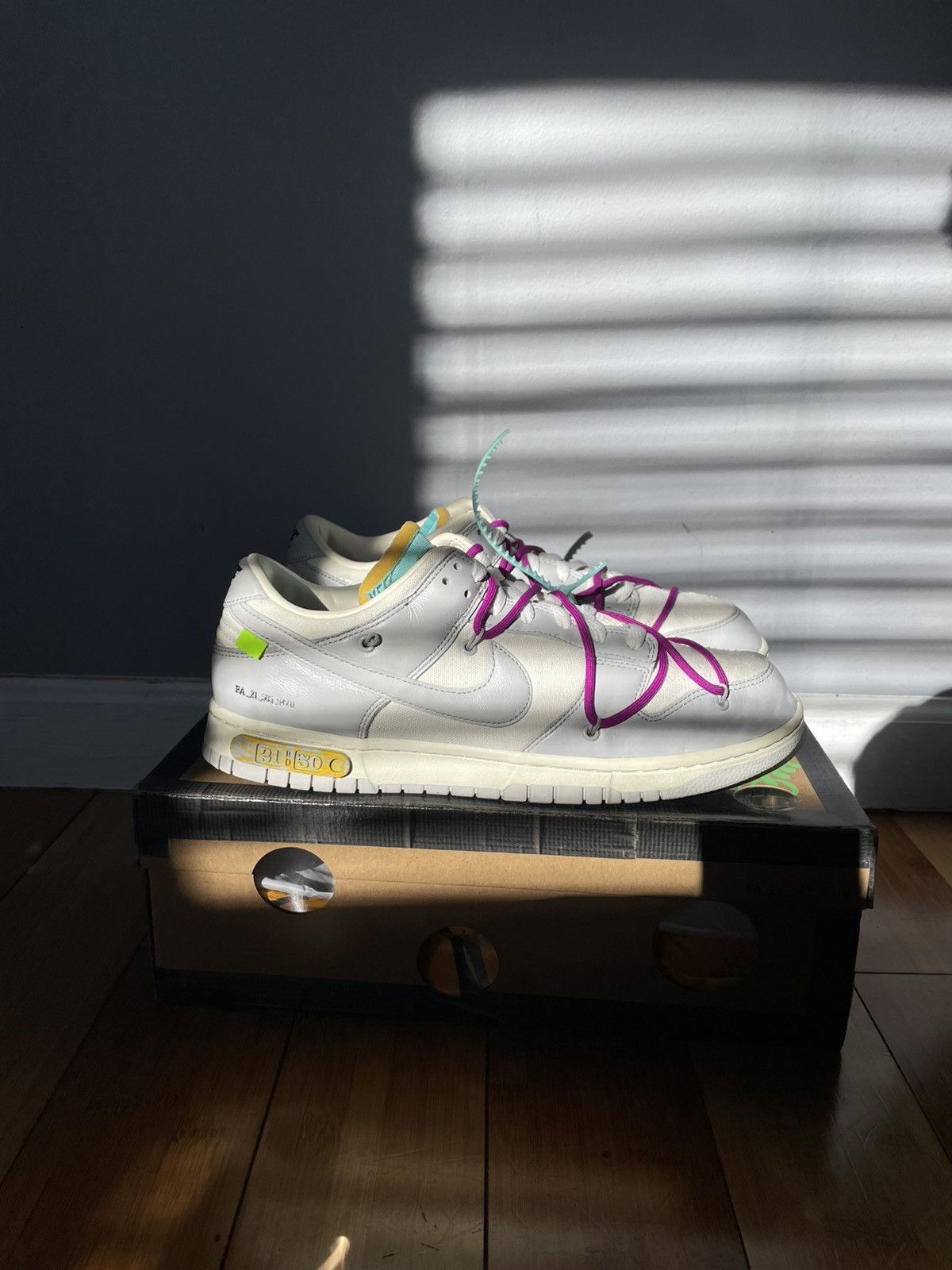 Nike × Off-White Nike Dunk Off White Lot 21 Of 50 Size US 10.5 / EU 43-44 - 4 Thumbnail