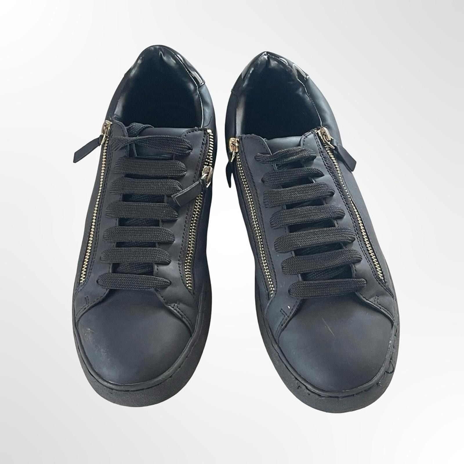 Other Zara Black Sneakers with Gold Zip Accent Size US 10 / EU 43 - 2 Thumbnail