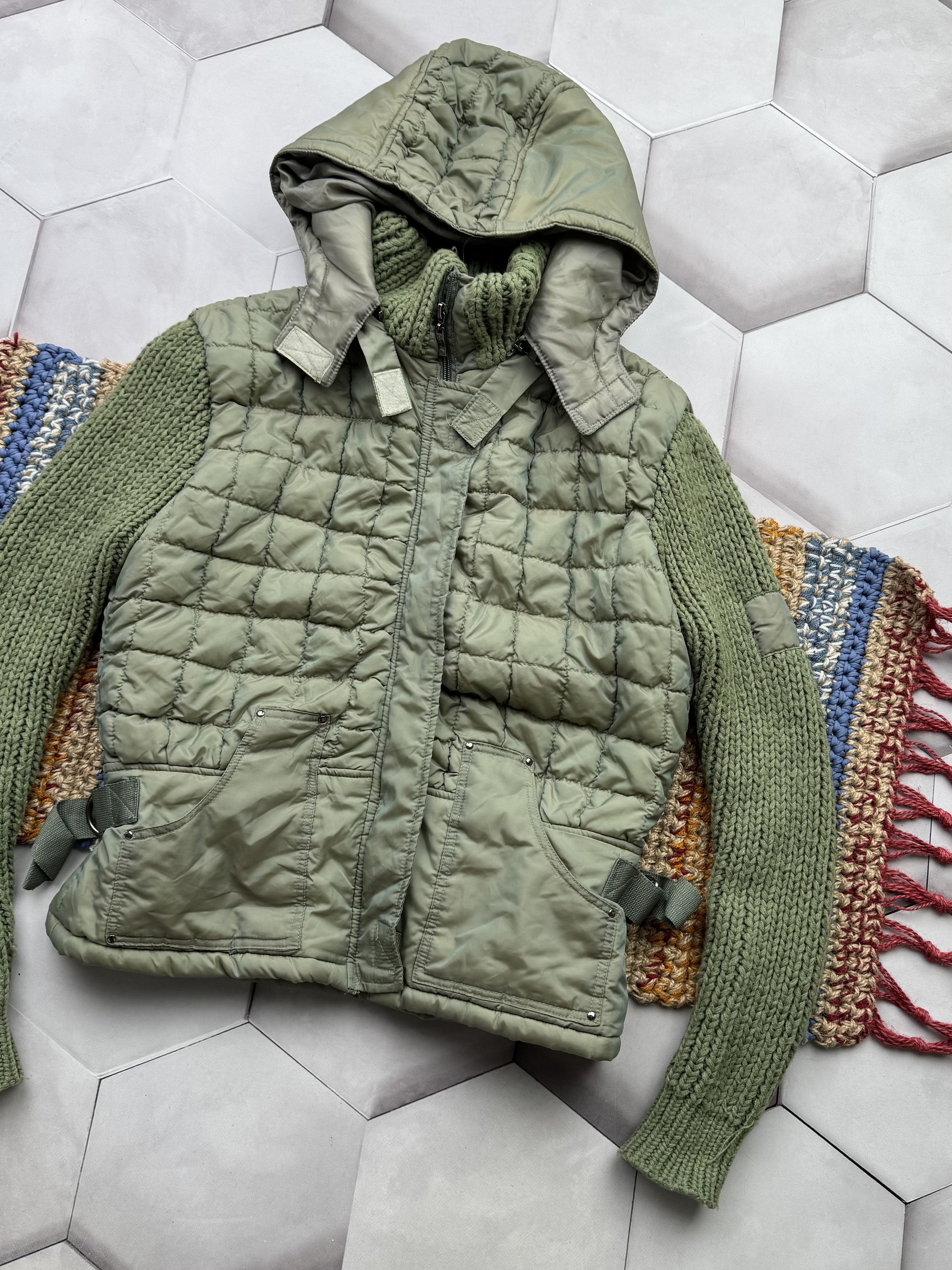 Japanese Brand Vintage Hooded Cropped Jacket With Knitted Sleeve Size M / US 6-8 / IT 42-44 - 3 Thumbnail