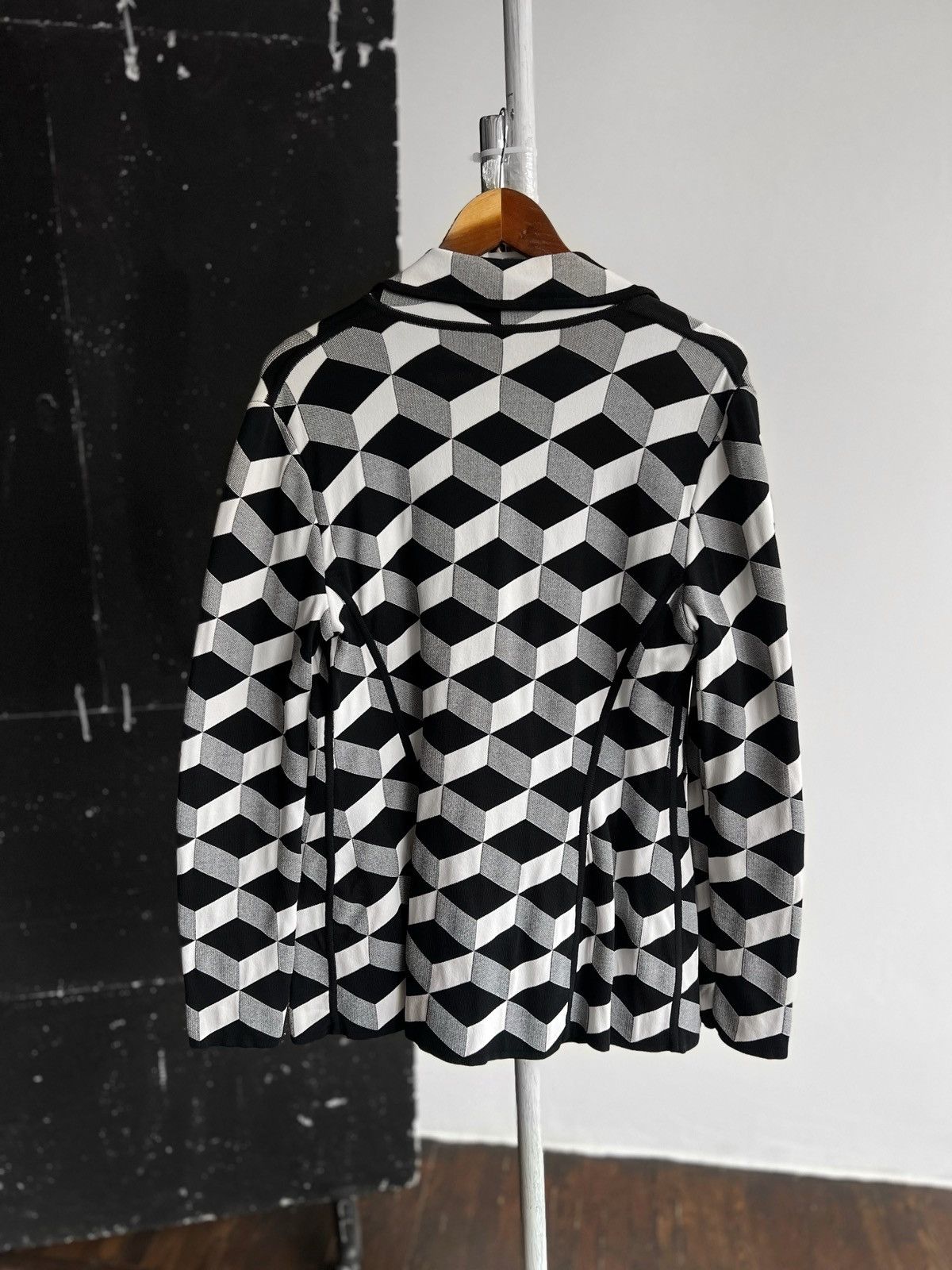 Herve Leger × Vintage Herve Leger Paris Rare Vintage Luxury 3D Geometric Blazer Size S / US 4 / IT 40 - 3 Thumbnail