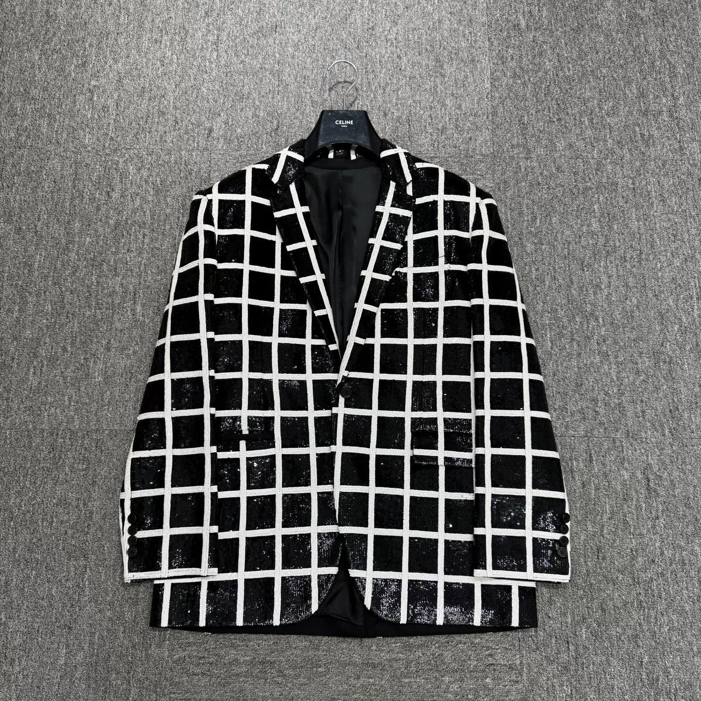 Celine Celine Plaid Sequin Wool Blazer Size US M / EU 48-50 / 2 - 1 Thumbnail
