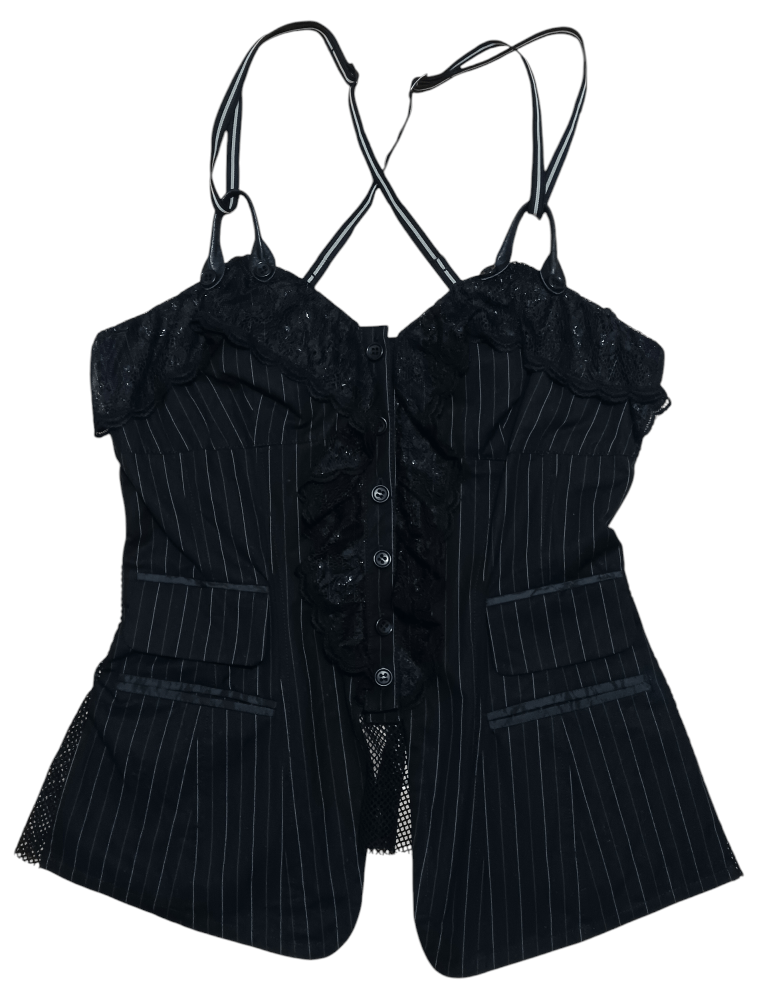 Japanese Brand DONEY CASA HALF MESH PUNK GOTHIC WITH LEATHER STRAP Size S / US 4 / IT 40 - 1 Thumbnail