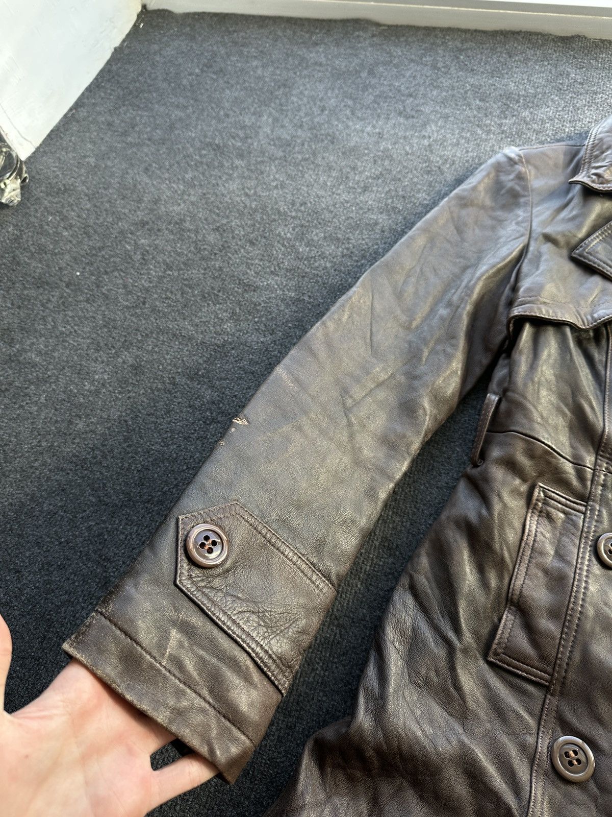 Other LEATHER TRENCH COAT 🚨 DARK BROWN LUXURY WOMEN SIZE S BUTTON Size S / US 4 / IT 40 - 5 Thumbnail