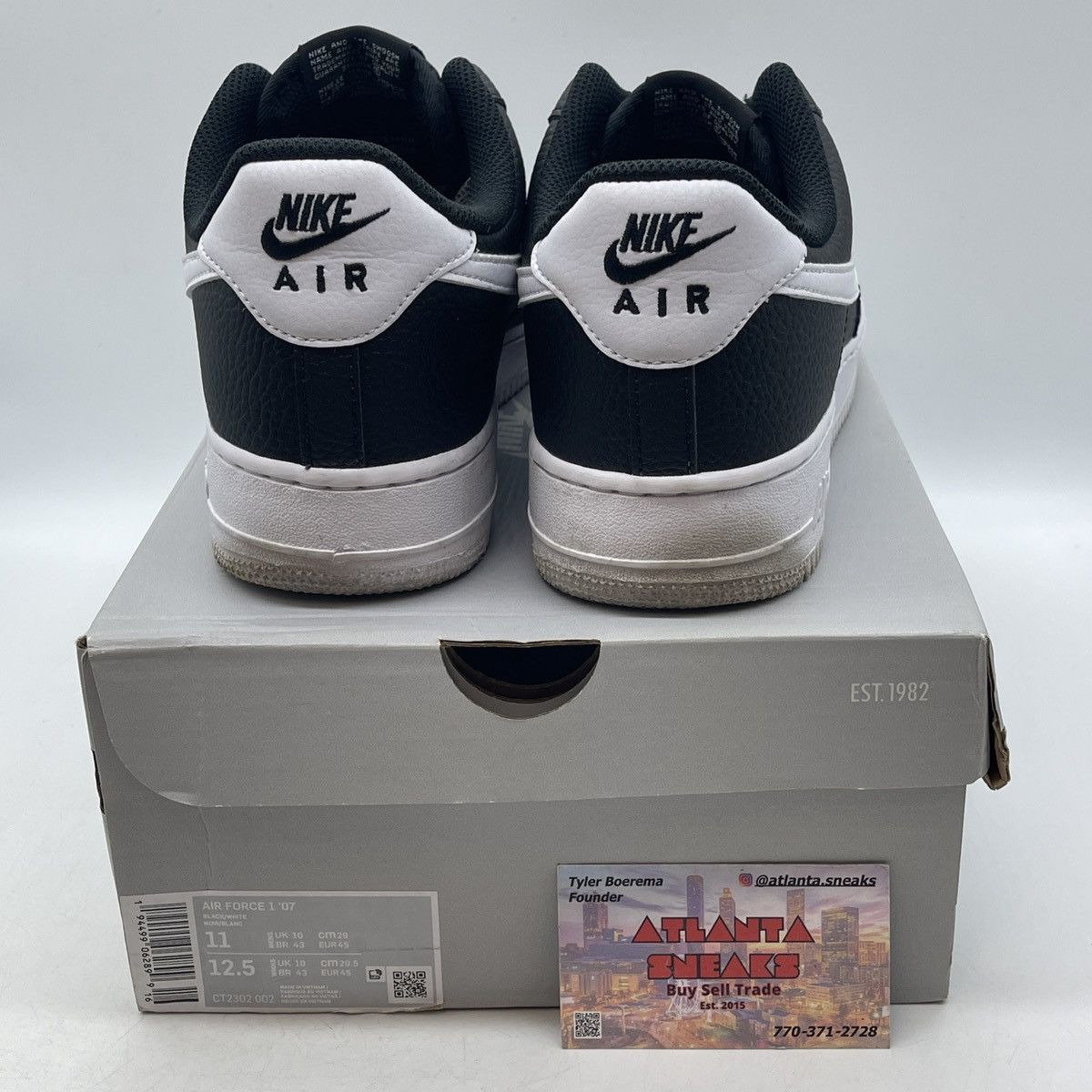 Nike Air Force 1 black white Size US 11 / EU 44 - 3 Thumbnail
