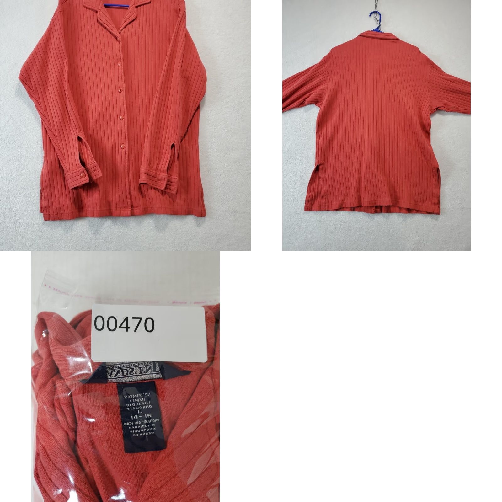 Lands' End Lands' End Cardigan Sweater Women Ribbed Button V-Neck Long Sleeve Coral Pink Size L 14-16 Regular" Size L / US 10 / IT 46 - 8 Thumbnail