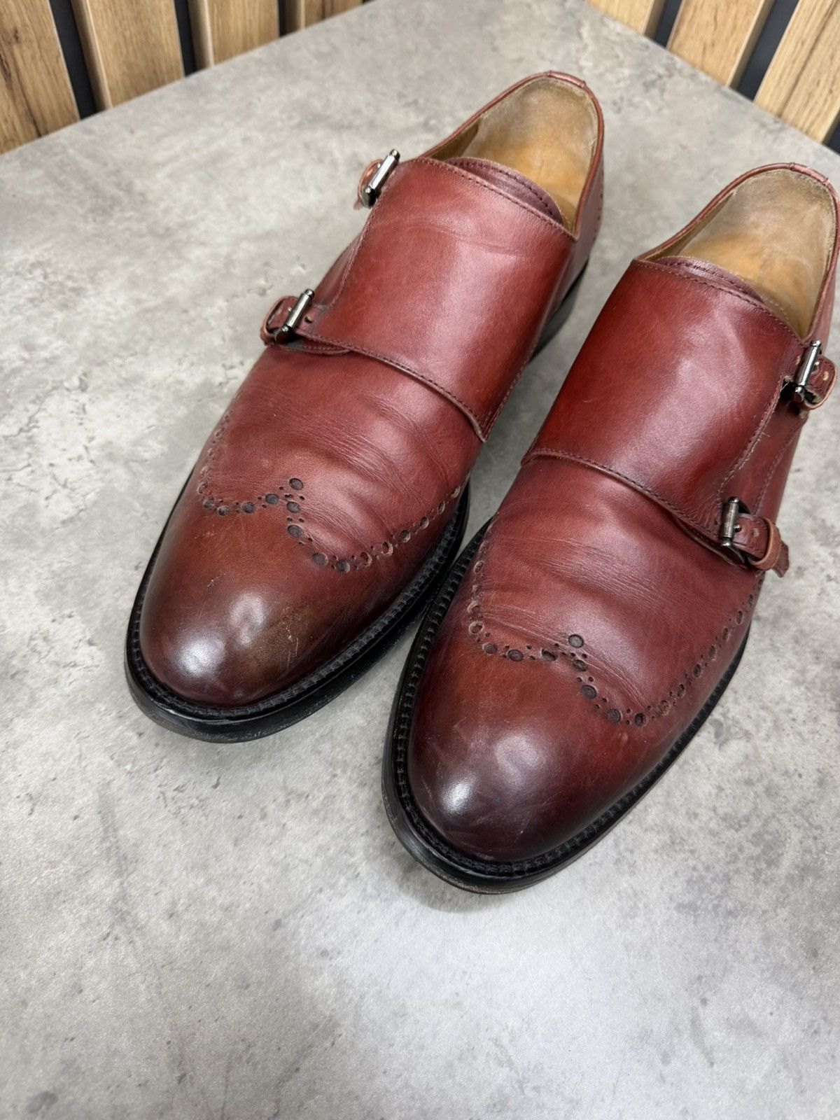 Antonio Maurizi Antonio Maurizi Double Monk Strap Leather Shoes Burgundy Size US 9 / EU 42 - 5 Thumbnail