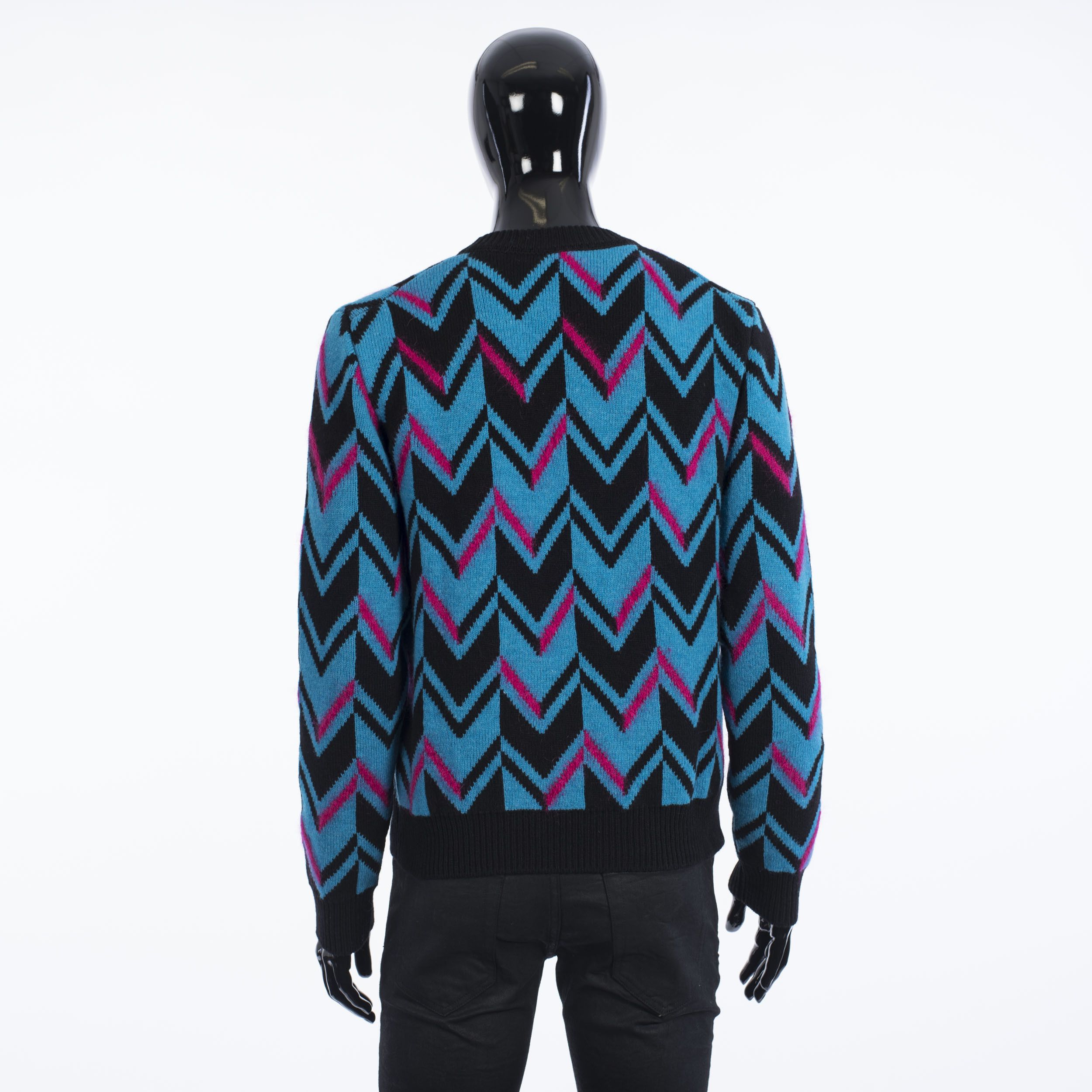 Herringbone Knit Sweater In Multi Color Wool & Mohair Blend