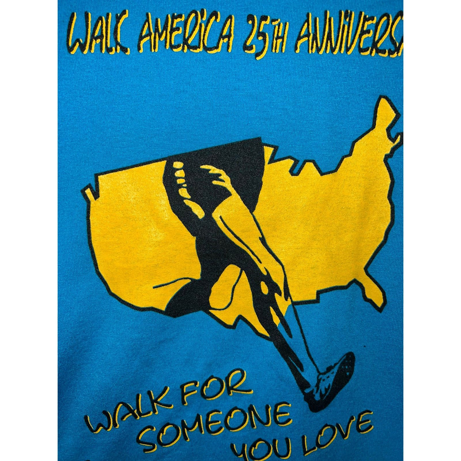 Jerzees Vintage Walk America Shirt Walk Blue Tee Graphic VTG 90s XL Size US XL / EU 56 / 4 - 3 Thumbnail