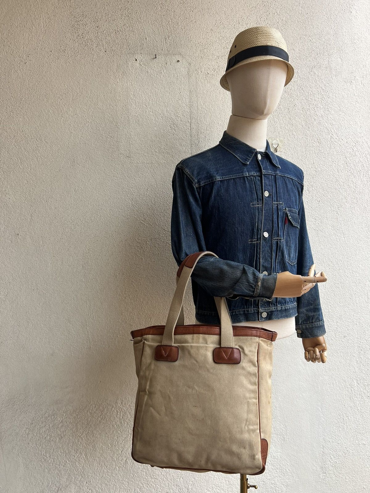 Leather Vintage Silver Lake Club Japan Dirty Muddy Canvas Tote Bag Size ONE SIZE - 2 Thumbnail