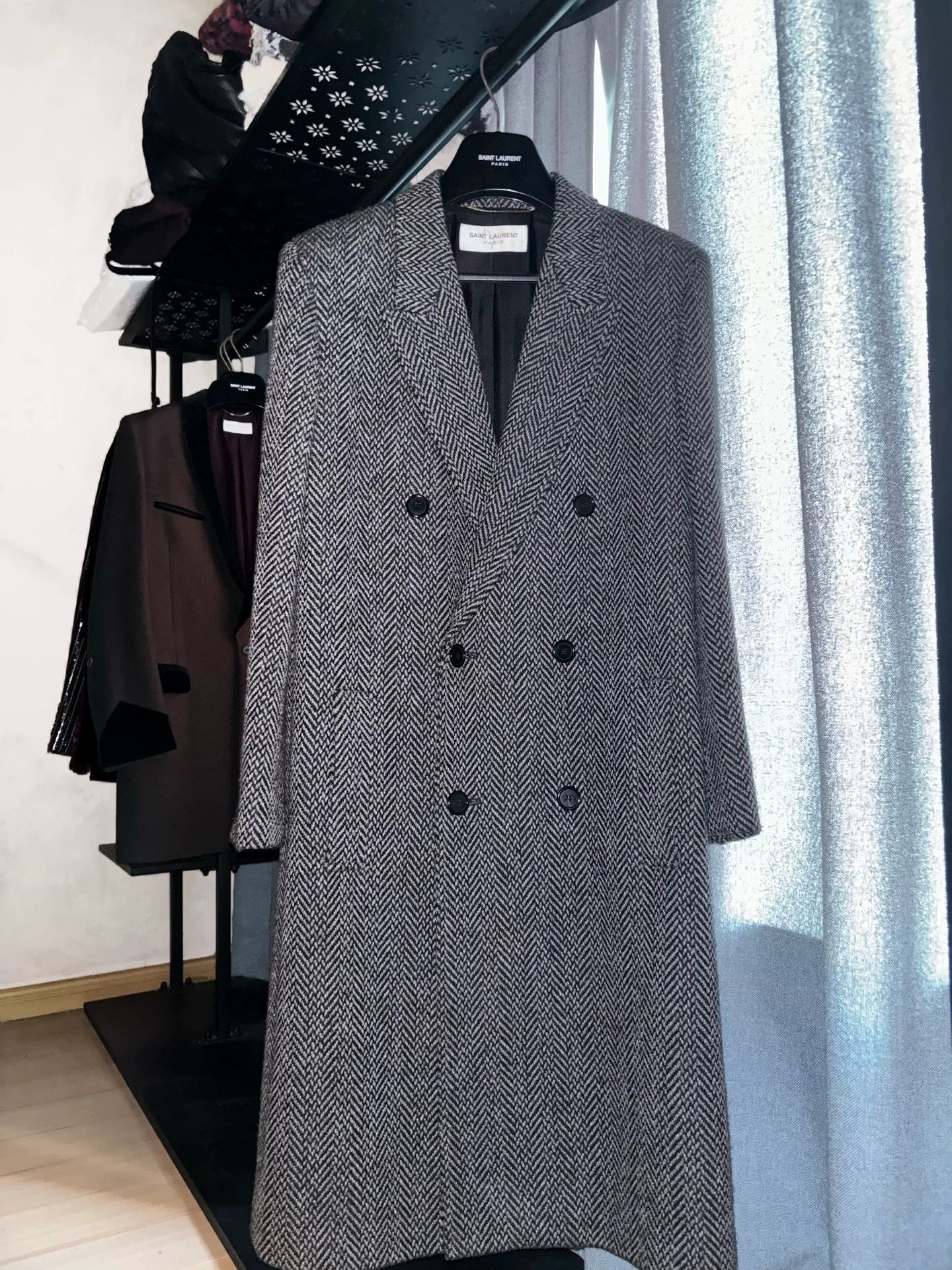 Saint Laurent Paris SLP 2017FW Herringbone Houndstooth Overcoat F42 Size M / US 6-8 / IT 42-44 - 1 Thumbnail