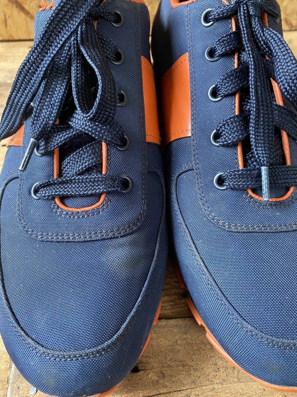 Prada Prada match blue leather trainer sneakers Size US 11.5 / EU 44-45 - 4 Thumbnail