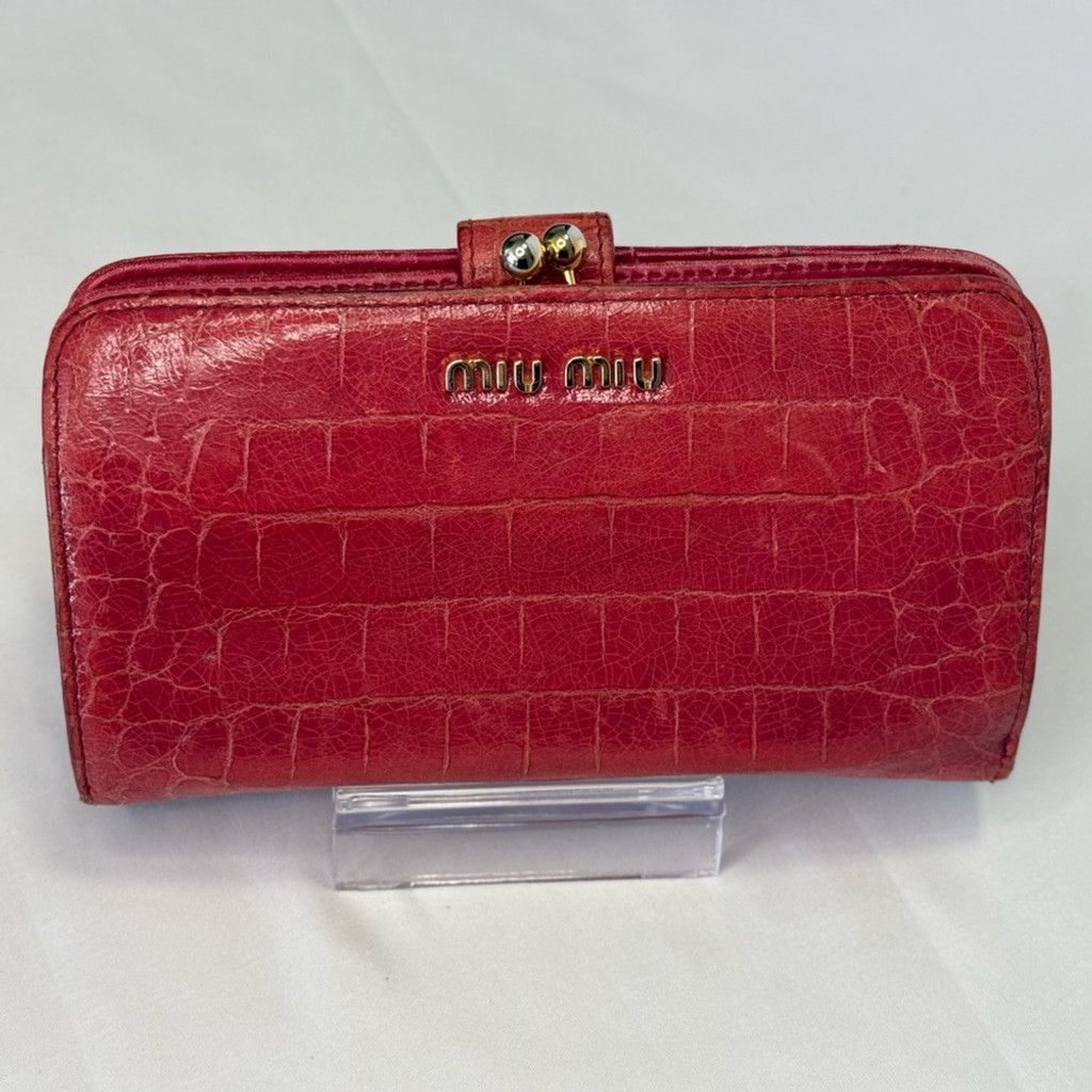 Miu Miu Miu Miu Croc Embossed Kisslock Wallet Size ONE SIZE - 1 Thumbnail