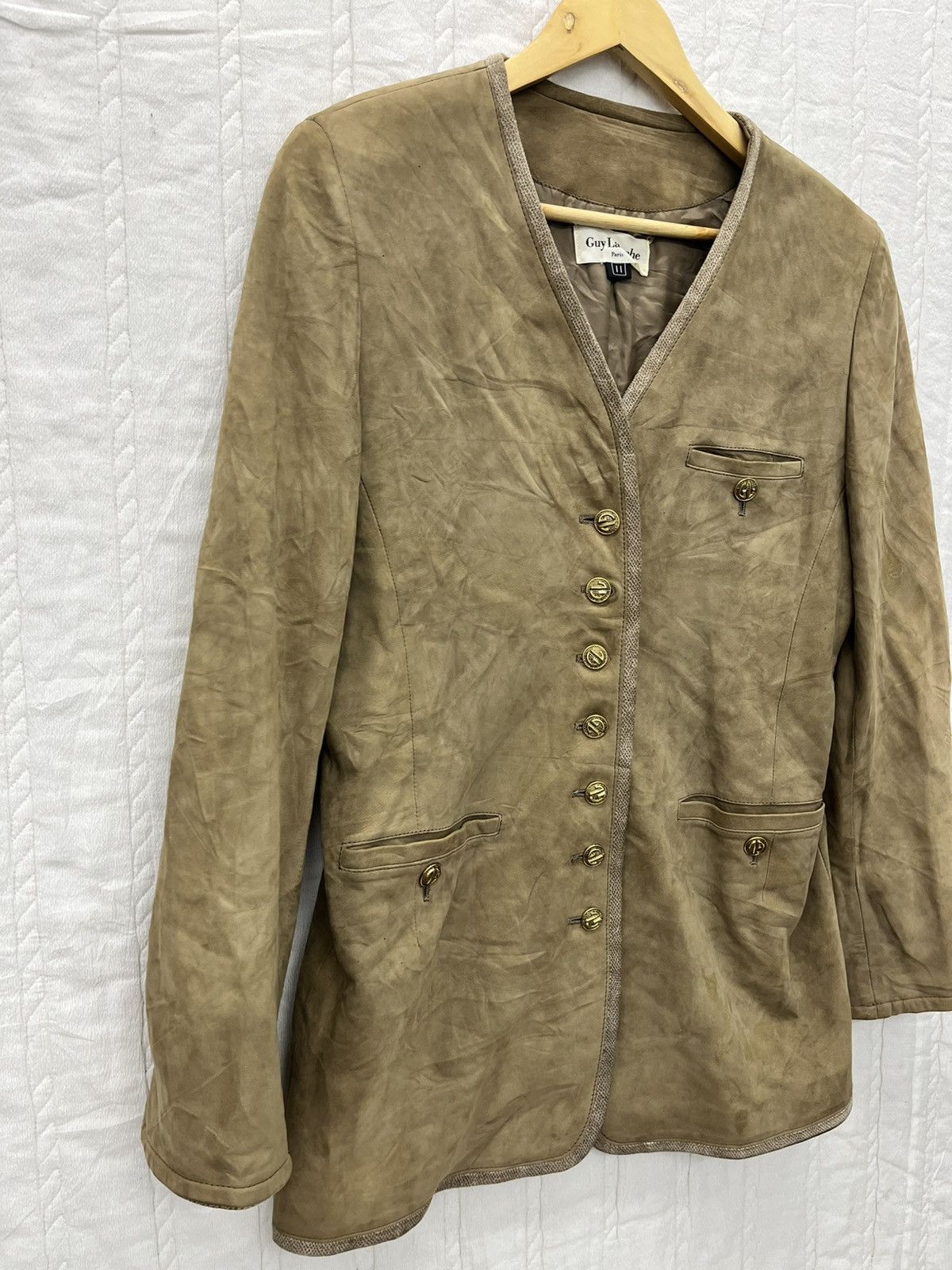 Guy Laroche × Vintage ARCHIVE🔥GUY LAROCHE SUEDE BUTTON JACKET Size M / US 6-8 / IT 42-44 - 2 Thumbnail