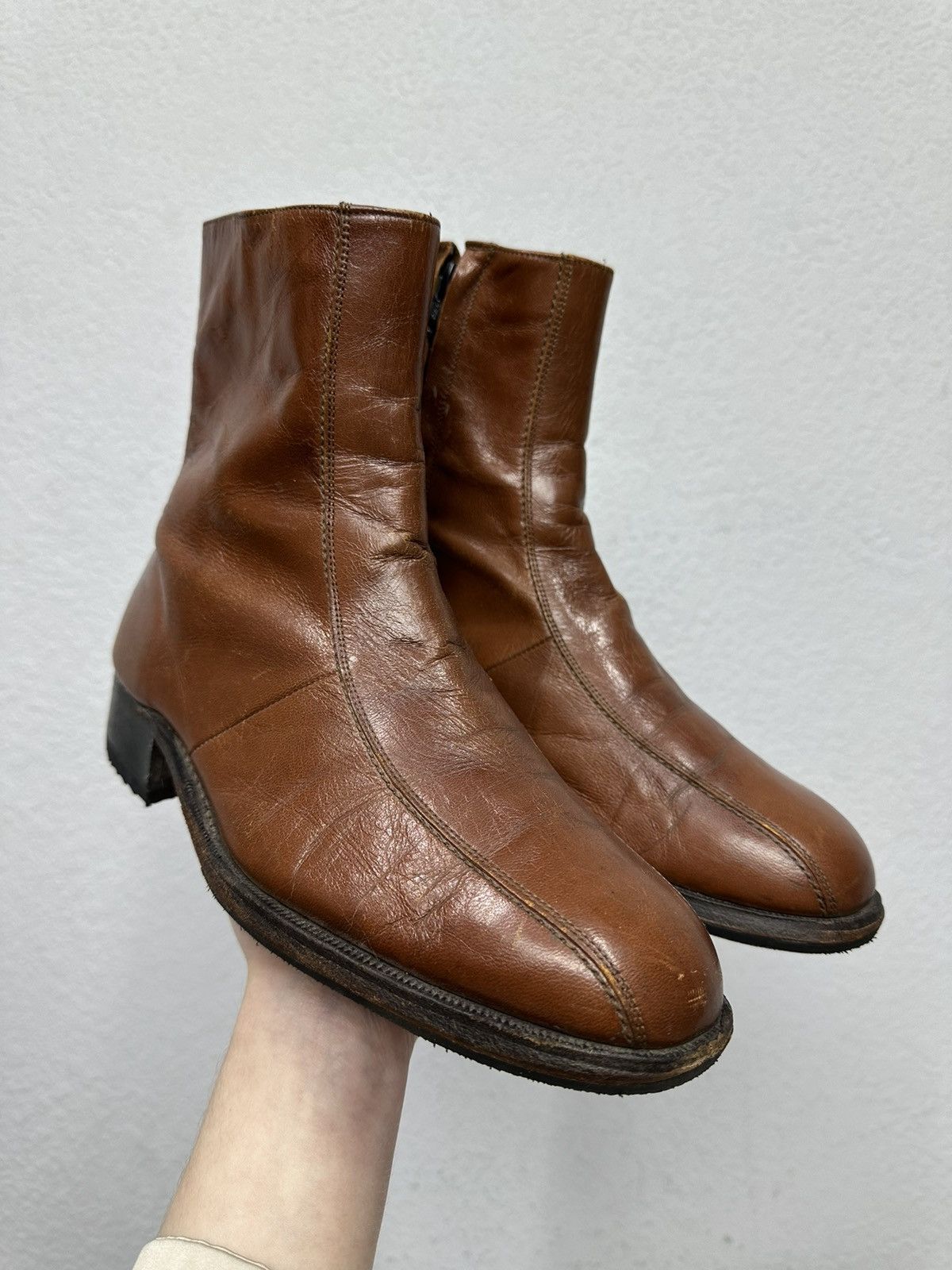 Florsheim Vintage Boots Leather Made USA Guidi Style Dirk Bikkembergs Size US 9 / EU 42 - 2 Thumbnail