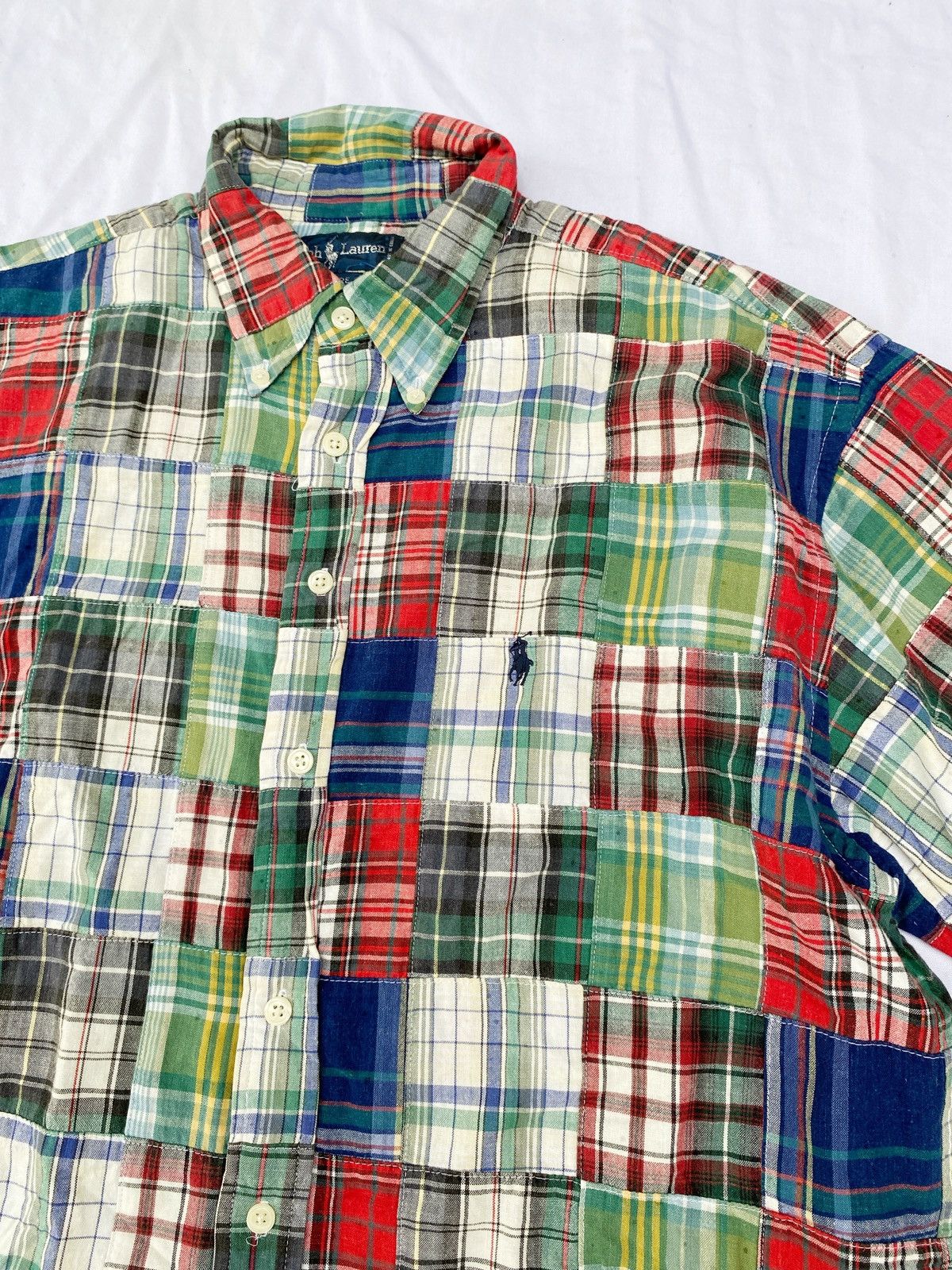 Polo Ralph Lauren × RRL Ralph Lauren 90’s Polo Ralph Lauren Patchwork Button Down Size US M / EU 48-50 / 2 - 2 Thumbnail