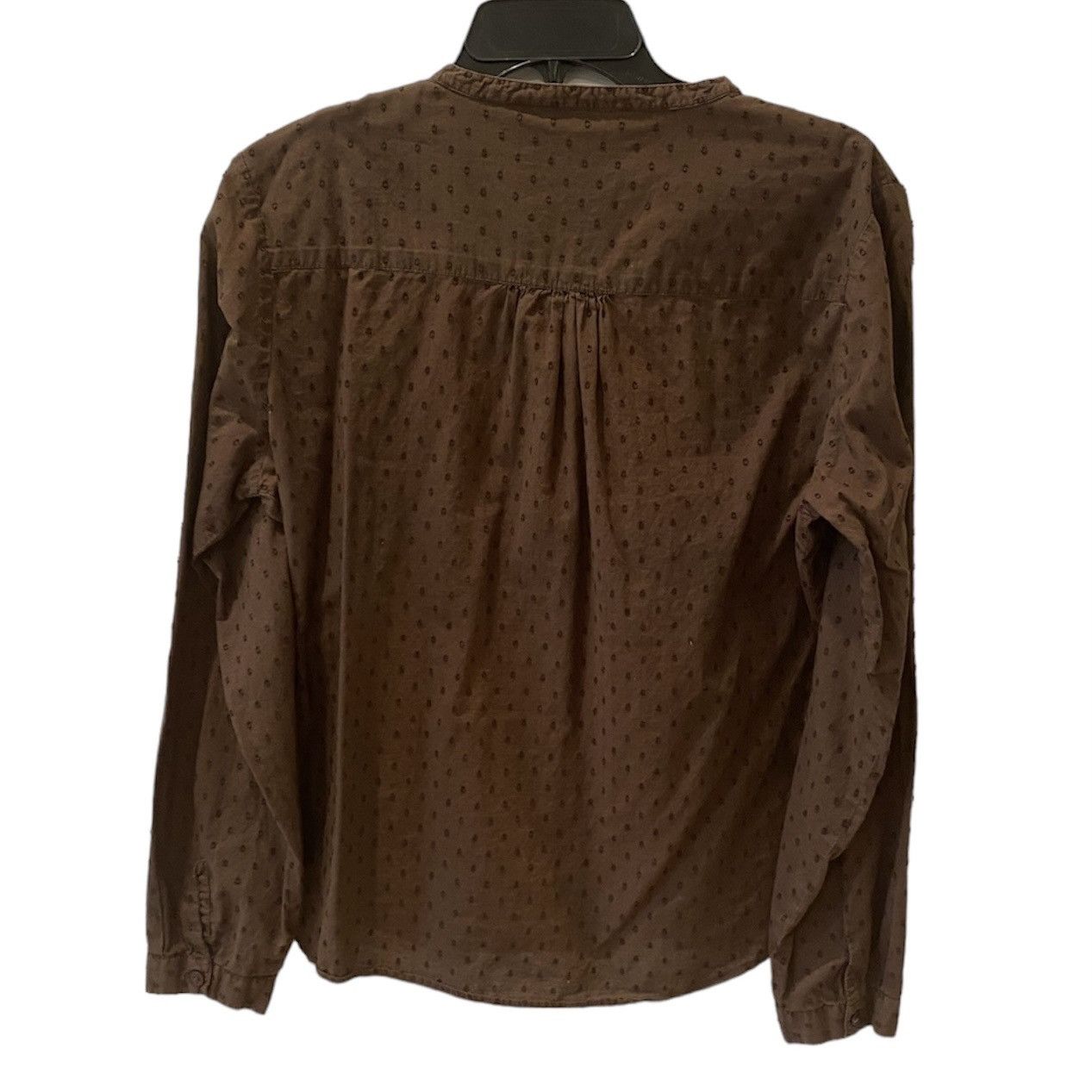 Boden Retro Boden Swiss Dot Ruffle Pleat Popover Button Down Brown Size XL / US 12-14 / IT 48-50 - 5 Thumbnail