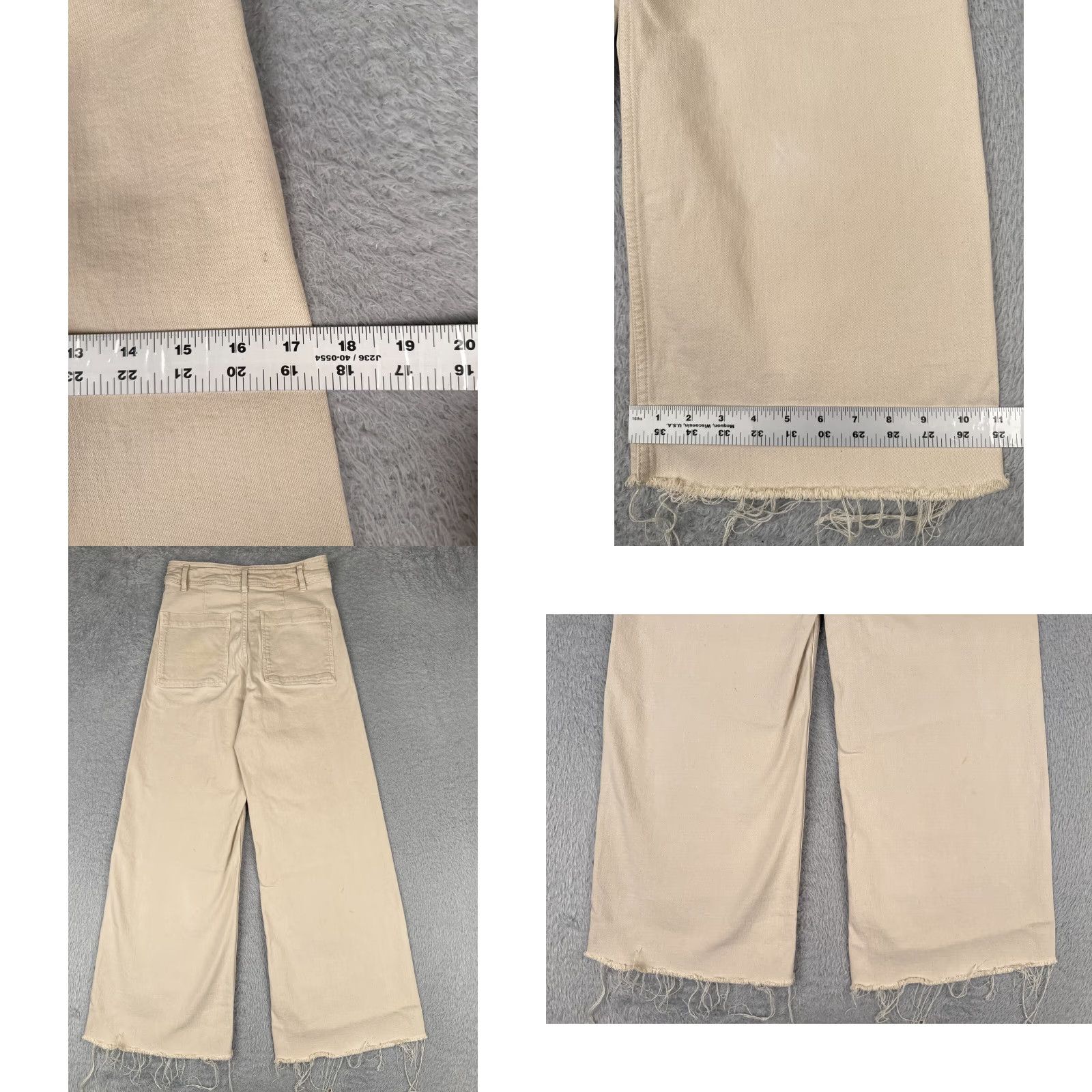 Vintage VINTAGE Womens Jeans Wide-Leg Crop Beige Denim High Rise 25x27 5-Pocket Zipper Embroidered Button Cotton 25 Regular Womens Size 42" / US 20 - 9 Thumbnail