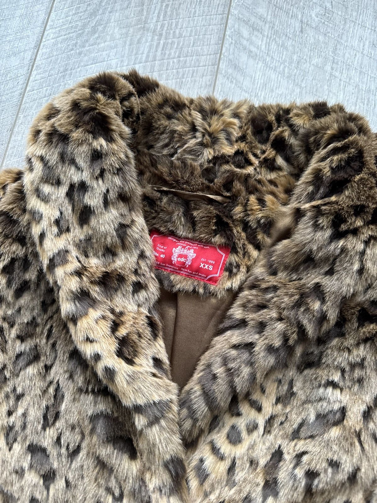 If Six Was Nine VINTAGE EDC LEOPARD FRANCE Y2K HYSTERYC MOHAIR FUR COAT Size S / US 4 / IT 40 - 5 Thumbnail