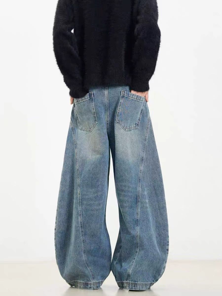 Jean American retro washed distressed men's scimitar jeans Size US 32 / EU 48 - 5 Thumbnail