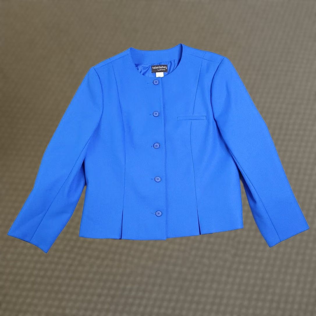 Vintage VINTAGE Haberdashery By Personal 5 Button Blue Blazer Jacket Women's 16 USA Made Jacket Blazer Women 16 Blue USA 80s 90s Classic Mens Womens Girls Size XXL / US 16-18 / IT 52-54 - 1 Thumbnail