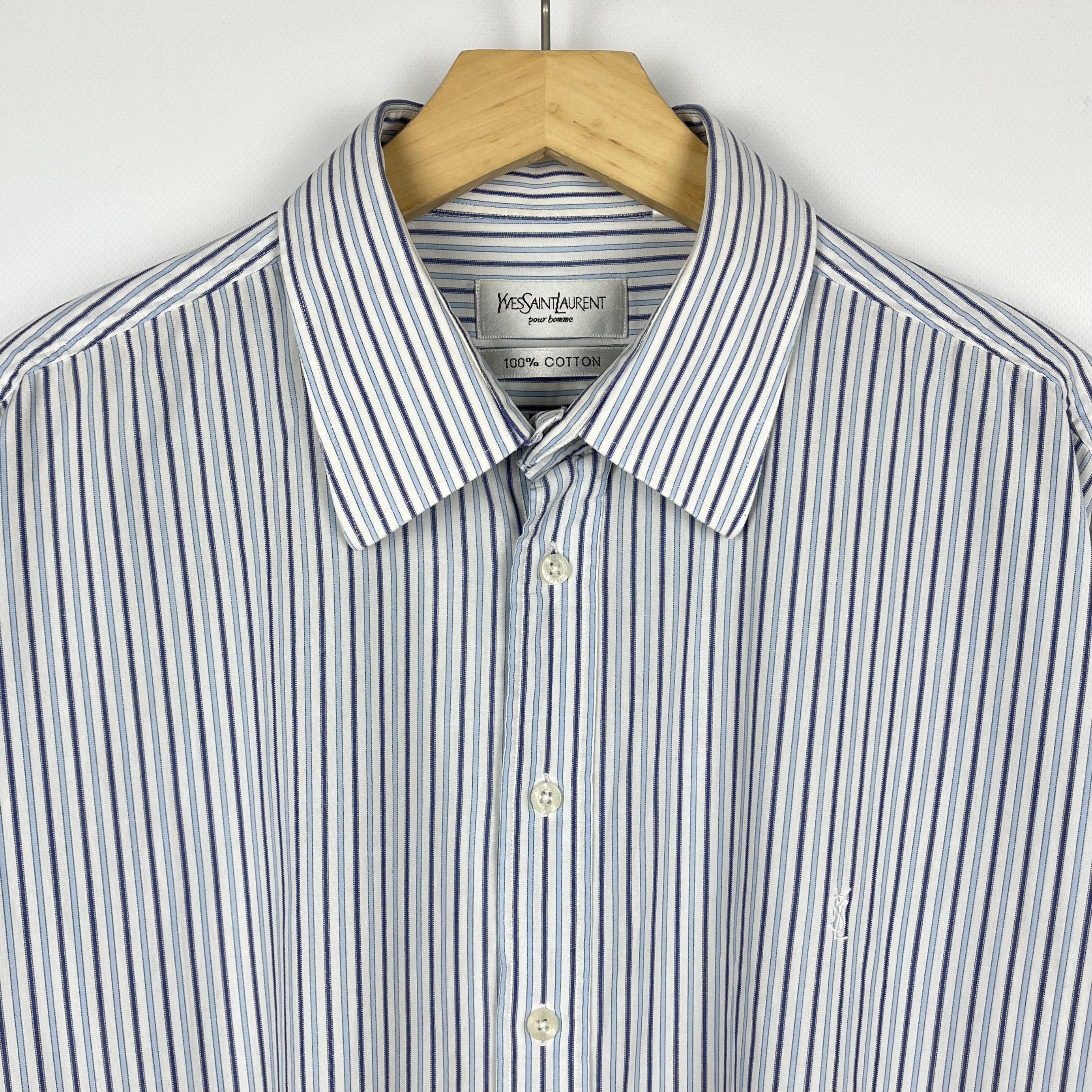 Yves Saint Laurent Yves Saint Laurent YSL Stripped Long Sleeve Button Up Shirt Size US XL / EU 56 / 4 - 6 Thumbnail