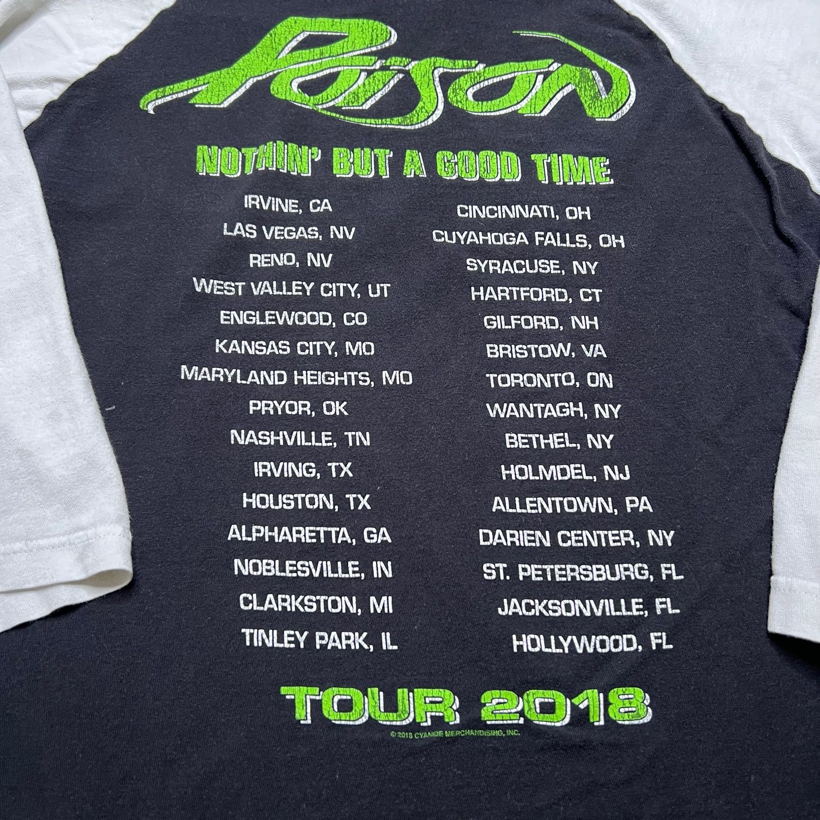 Vintage Poison Tour 2018 Raglan Band T Shirt 3/4 Sleeve Rock L/M Size US L / EU 52-54 / 3 - 8 Thumbnail