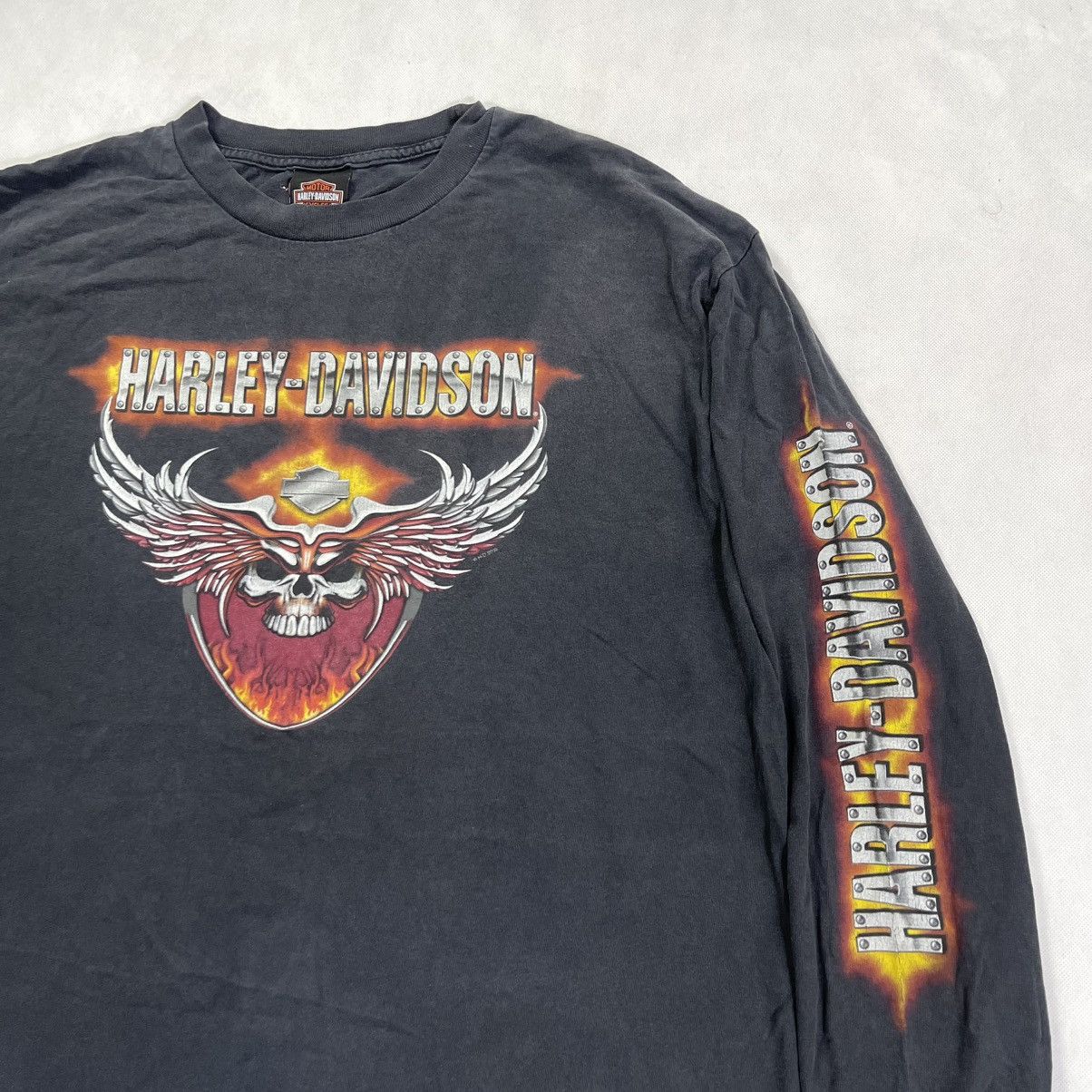 Bravado × Harley Davidson × Vintage Vintage Harley Davidson Forth Worth Metal Flames L/S Tshirt Size US XL / EU 56 / 4 - 3 Thumbnail