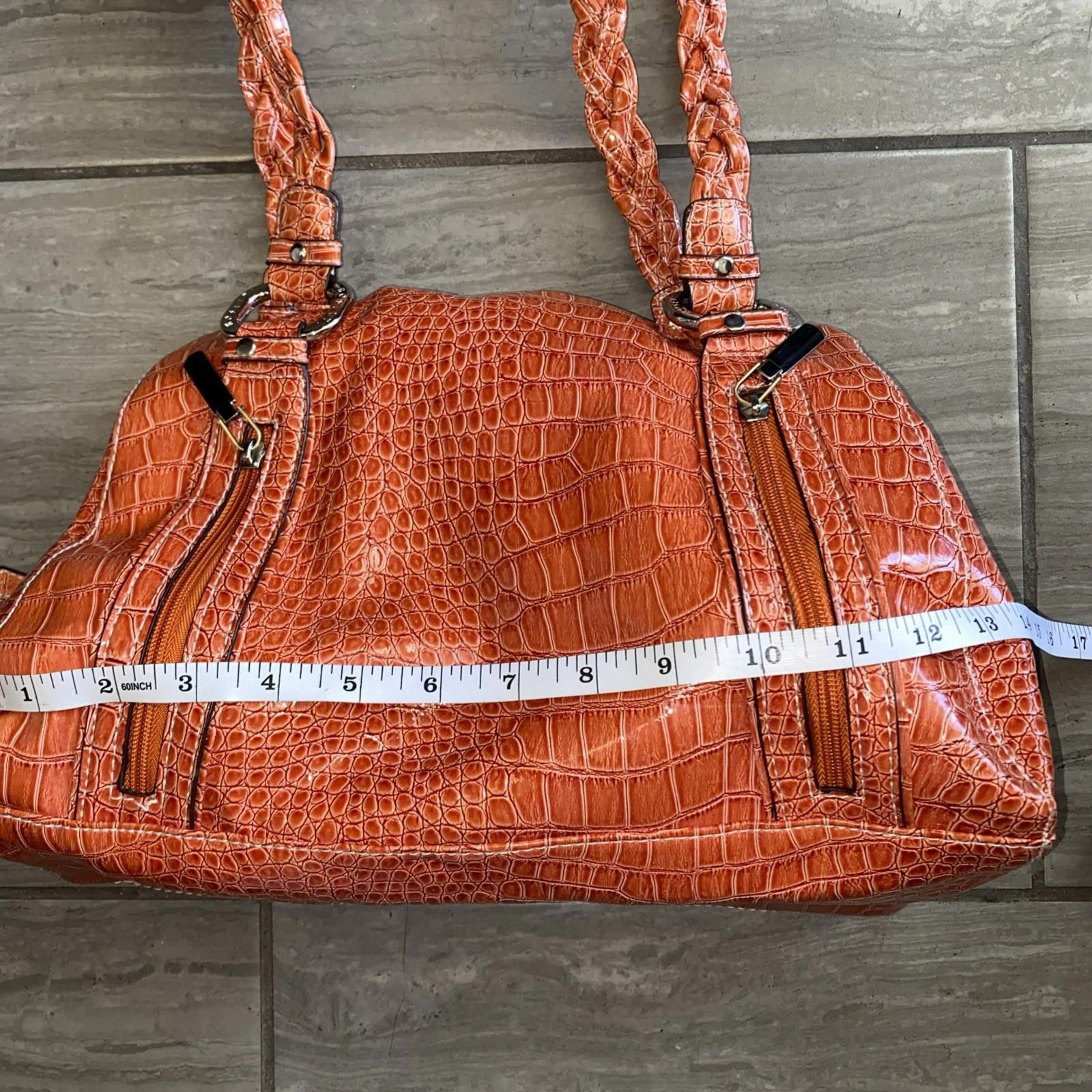 Fratelli Rossetti Rossetti Orange Faux Croc Skin Shoulder Bag Size ONE SIZE - 3 Thumbnail