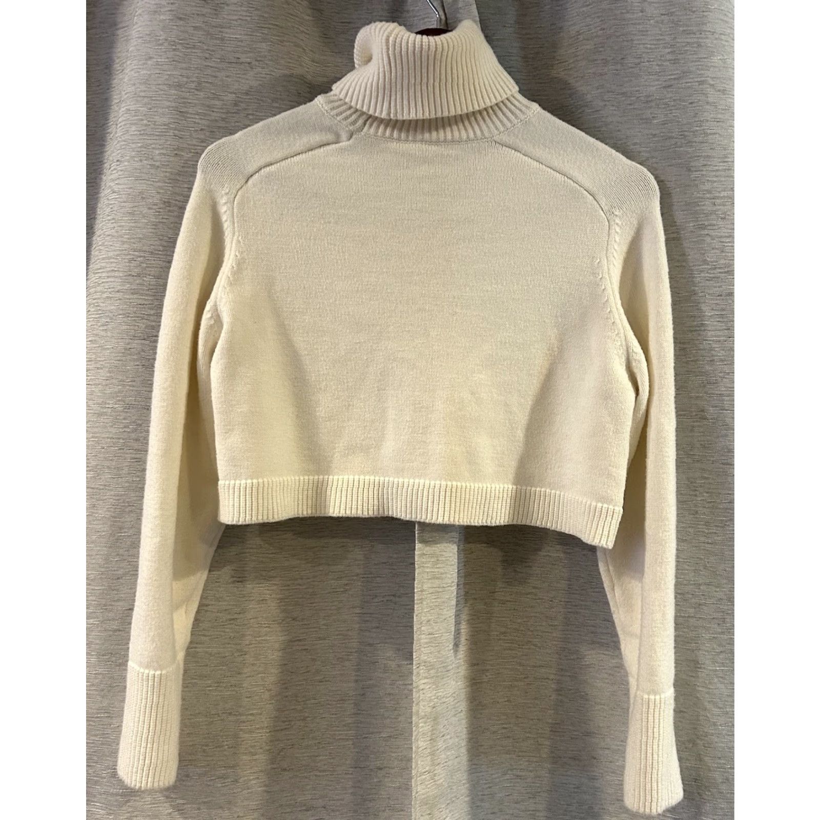 Zara ZARA Womens Sweater Pullover Knit Turtleneck Cropped Ivory Size S Regular Knit Style Pullover Size S / US 4 / IT 40 - 3 Thumbnail