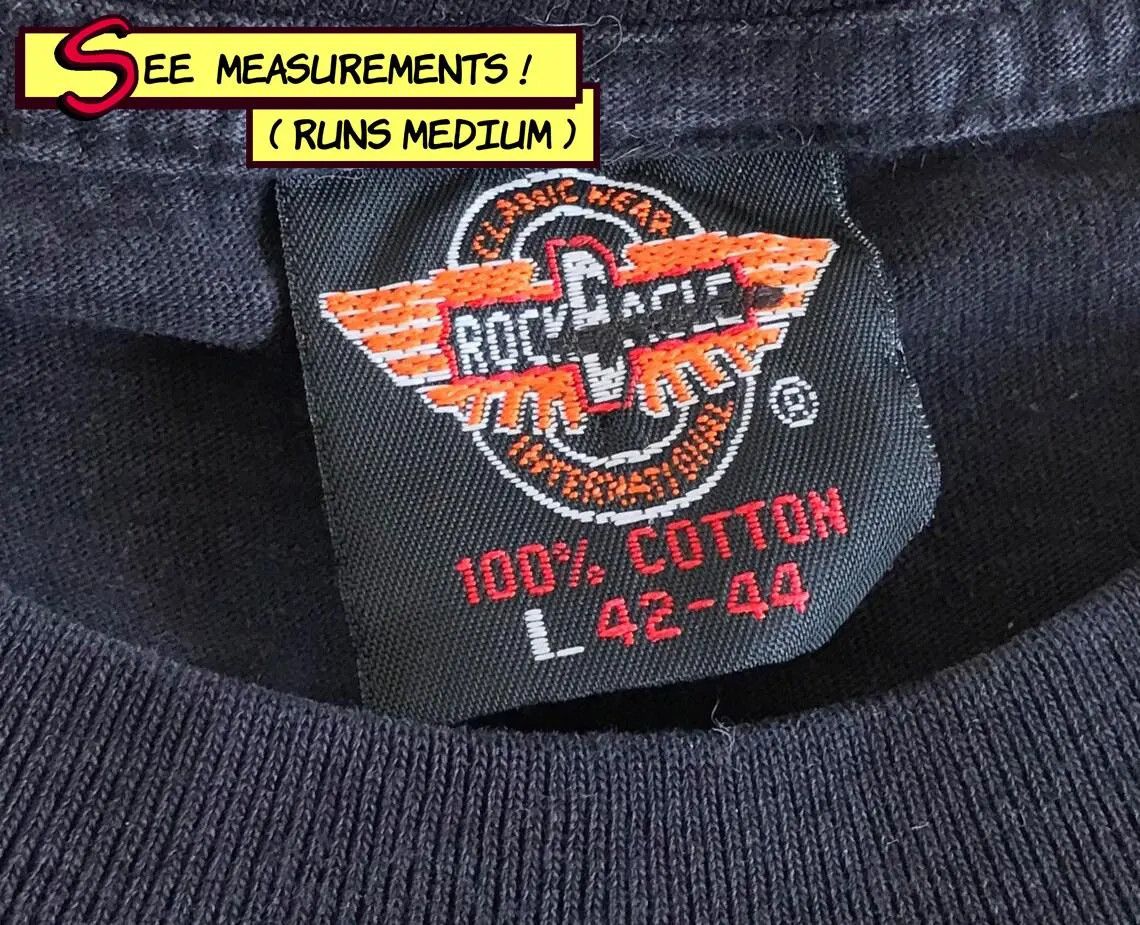 Vintage 90s ROCK EAGLE Pirate T shirt Single Stitch Tee Skull Flag Size US M / EU 48-50 / 2 - 7 Thumbnail