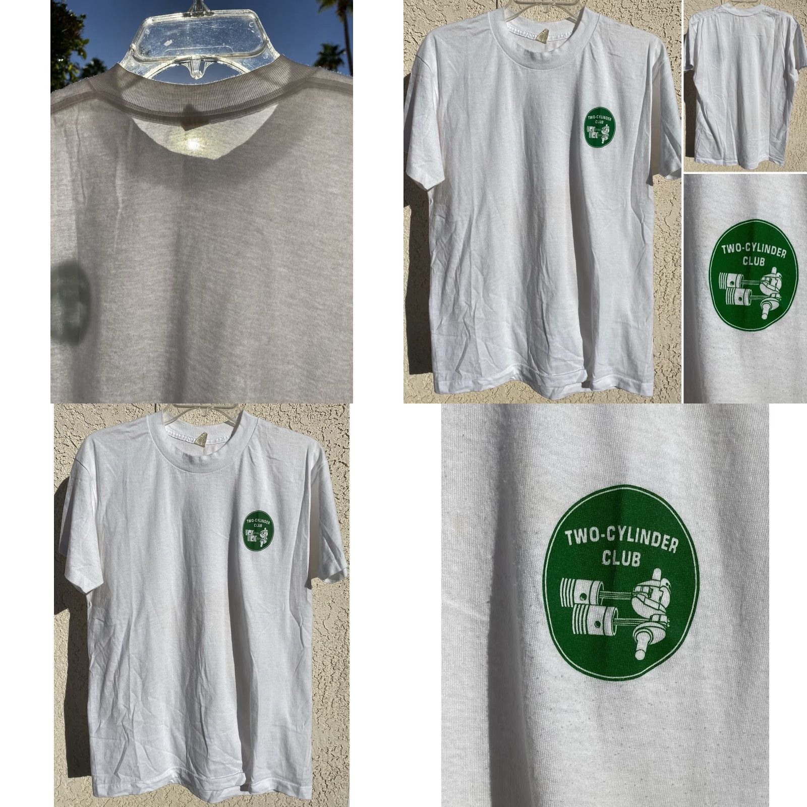 Vintage Vintage Screen Stars T-Shirt Two Cylinder Club Graphic Tee White XL Men Short Sleeve Cotton Blend **(Country of Origin: United States)** Size US XL / EU 56 / 4 - 9 Thumbnail