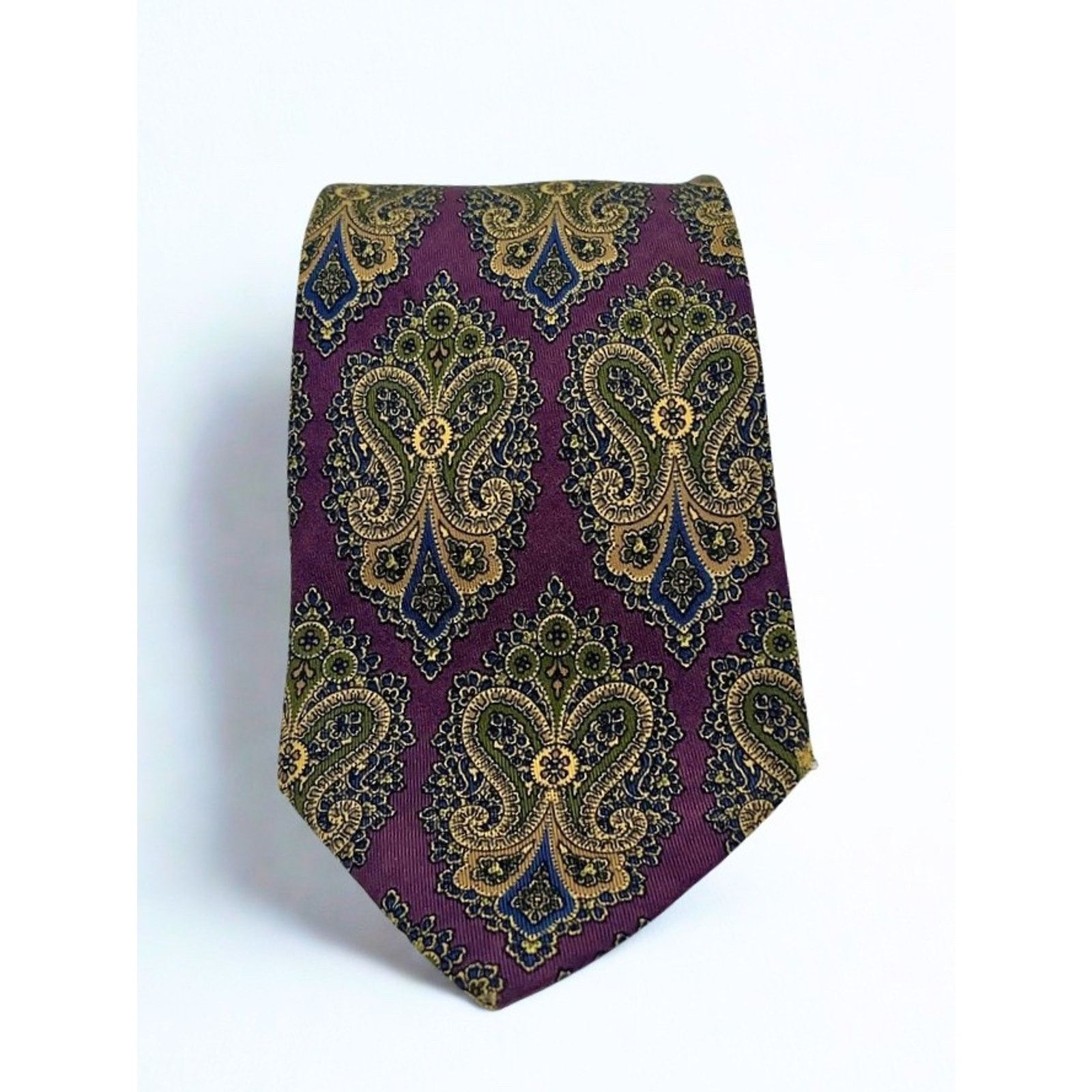Coach Coach Silk Tie Purple Gold Paisley Floral Italy Luxury Size ONE SIZE - 5 Thumbnail