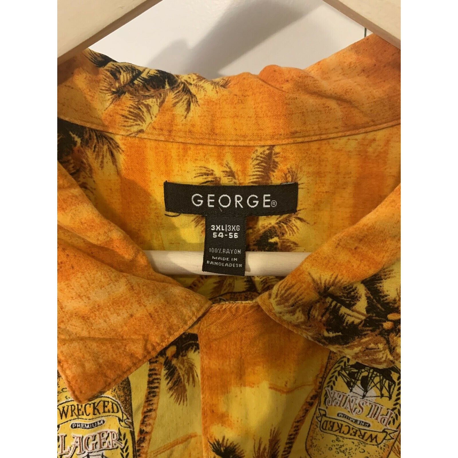 George Wrecked Premium Lager Print Men’s Sz 3XL George Hawaiian Shi Size US XXL / EU 58 / 5 - 2 Thumbnail